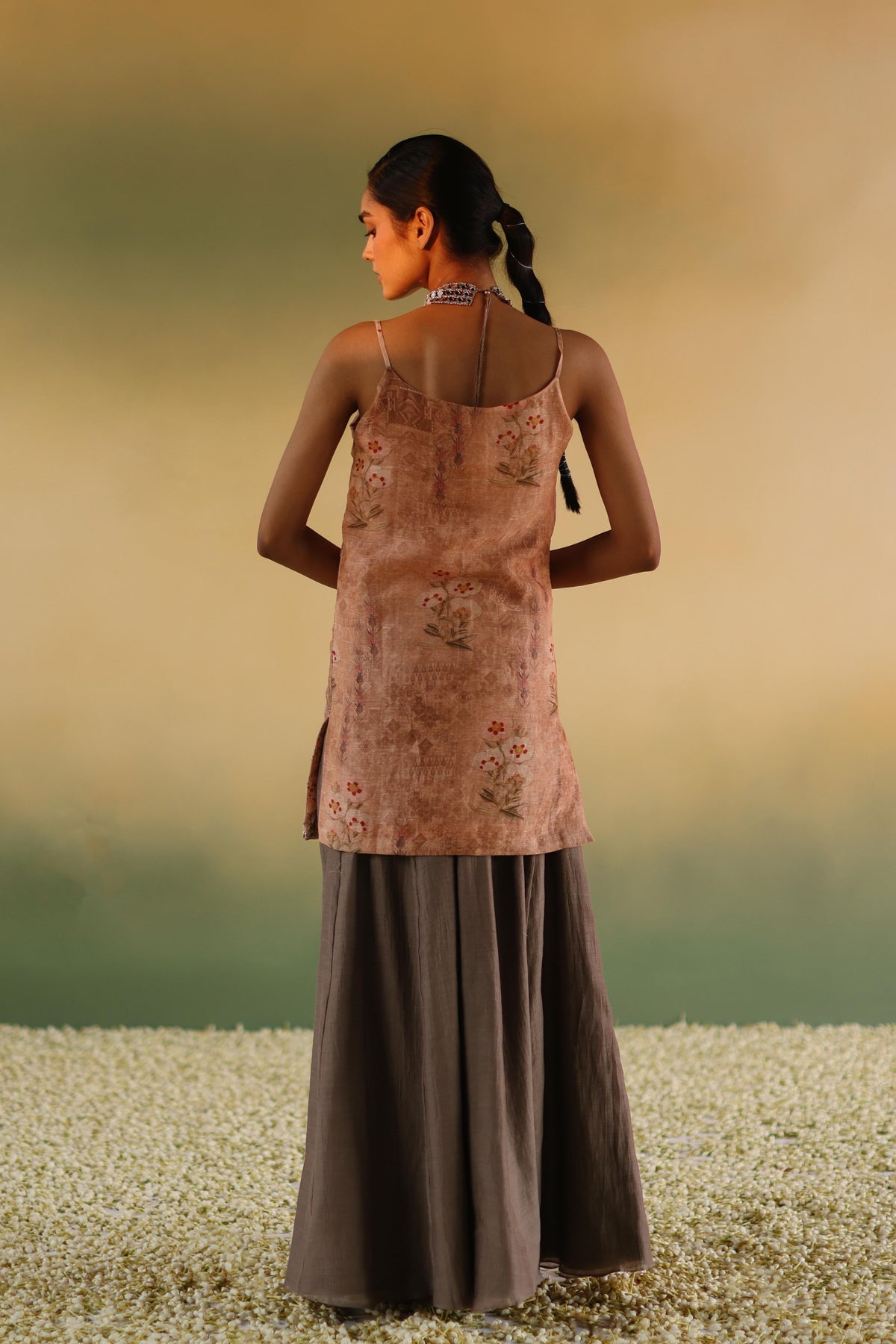 Nanda Peach Sharara Set