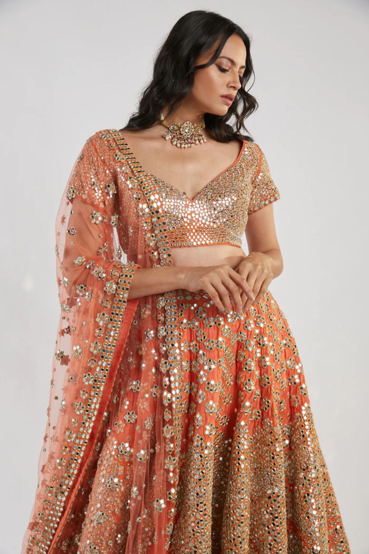 Orange lehenga set