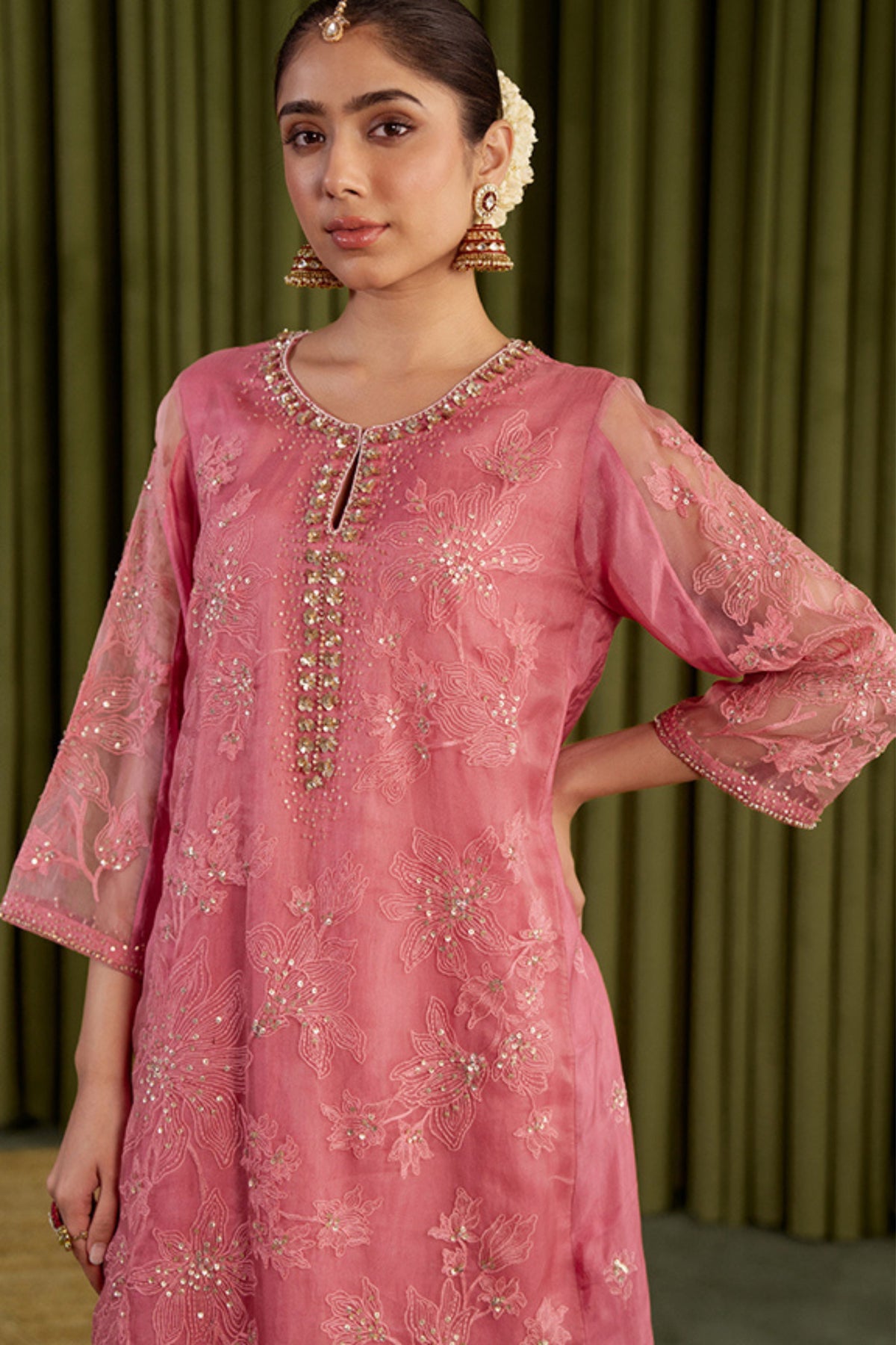 Rose Pink Kalidar Kurta Set