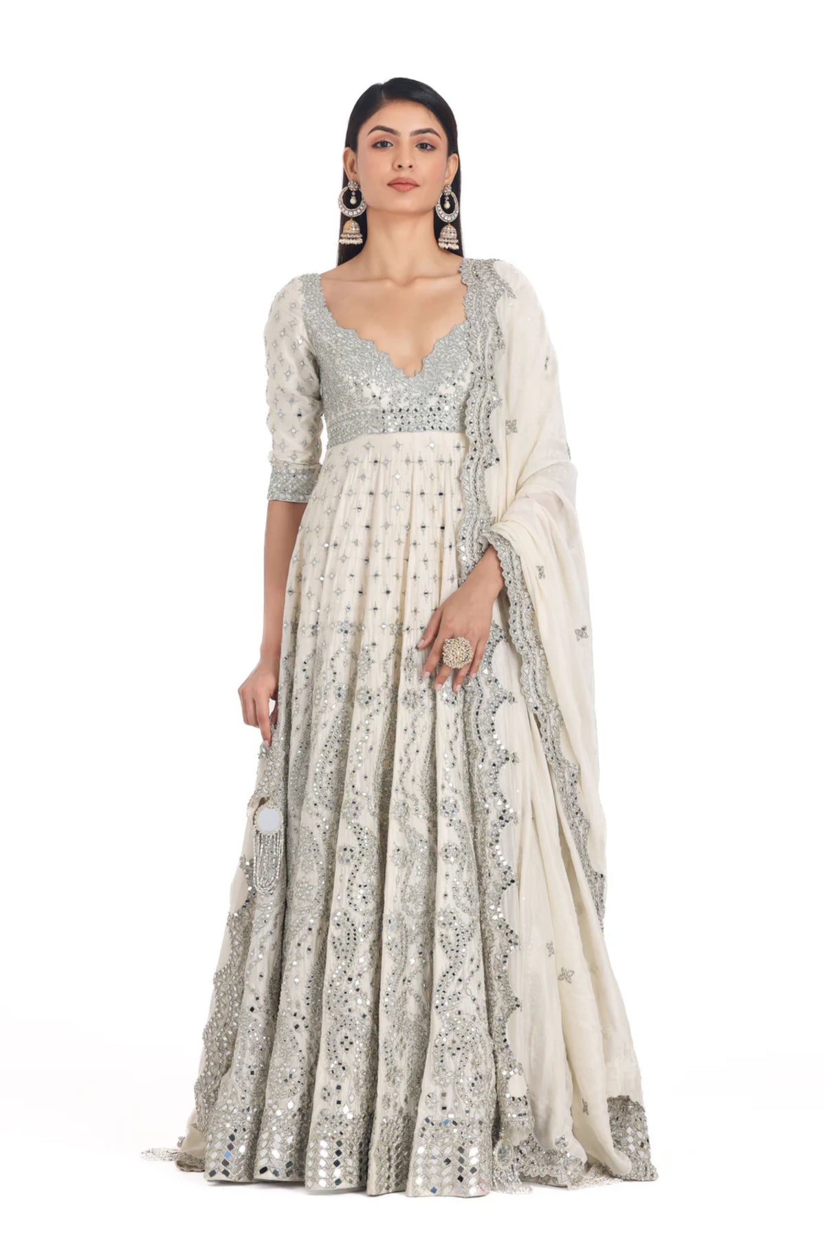 Pearl Ivory Anarkali Set