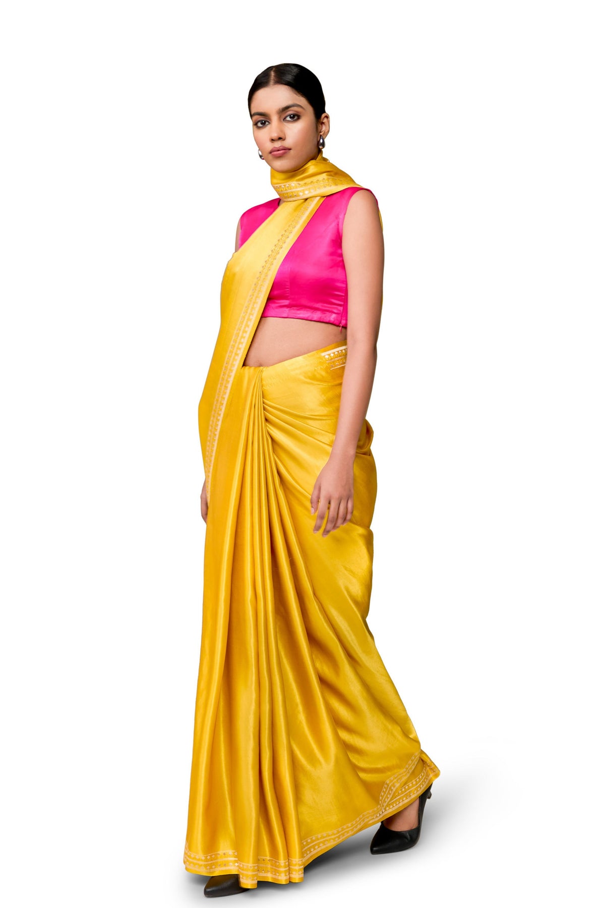 Mustard Gajji Satin Saree