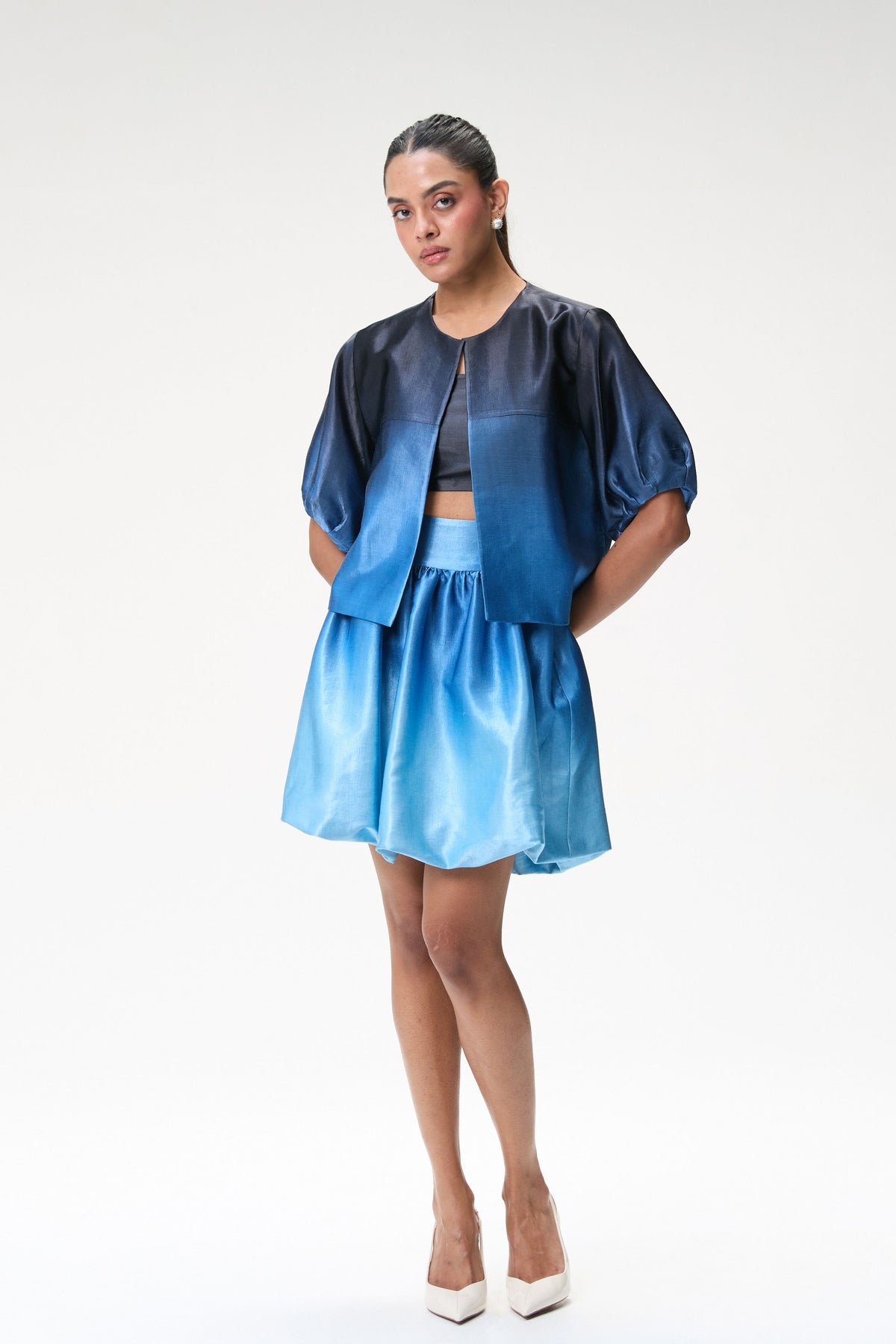 Blue Ombre Mini Bubble Skirt