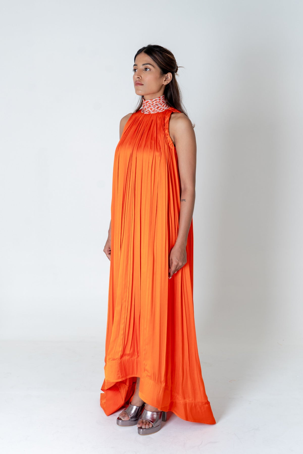 Orange-pink Gather Gown