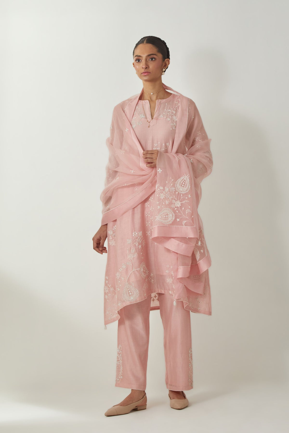 Pink Embroidery Kurta Set