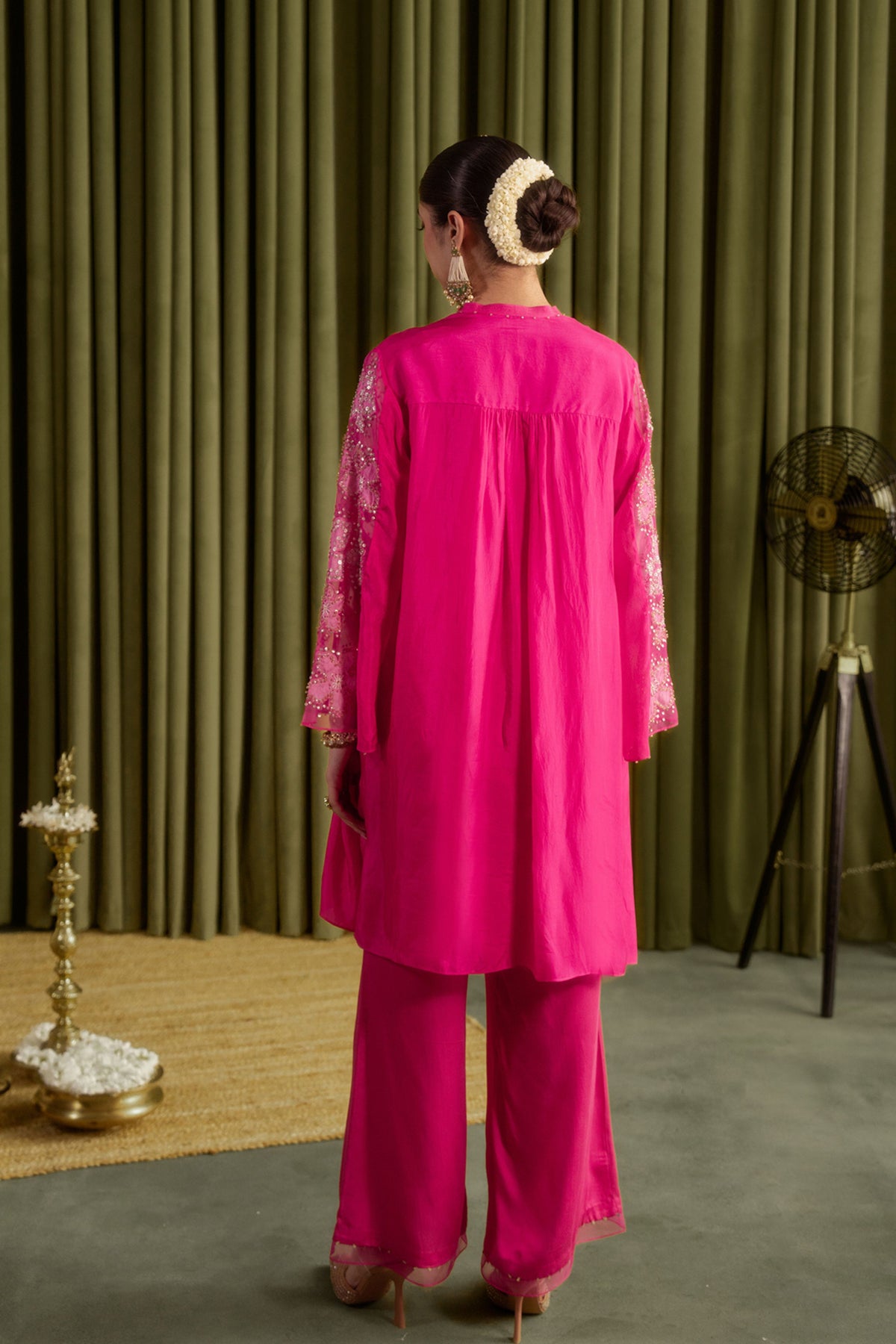 Hot Pink Floral Kurta Set