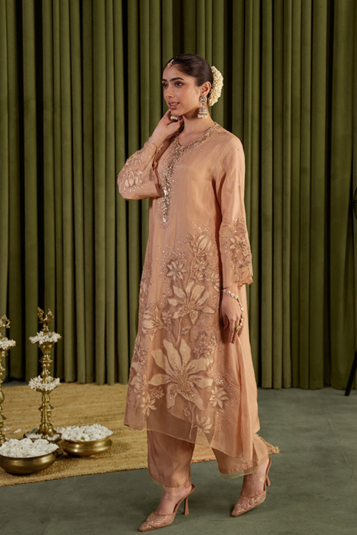 Golden Beige Magnolia Kurta Set