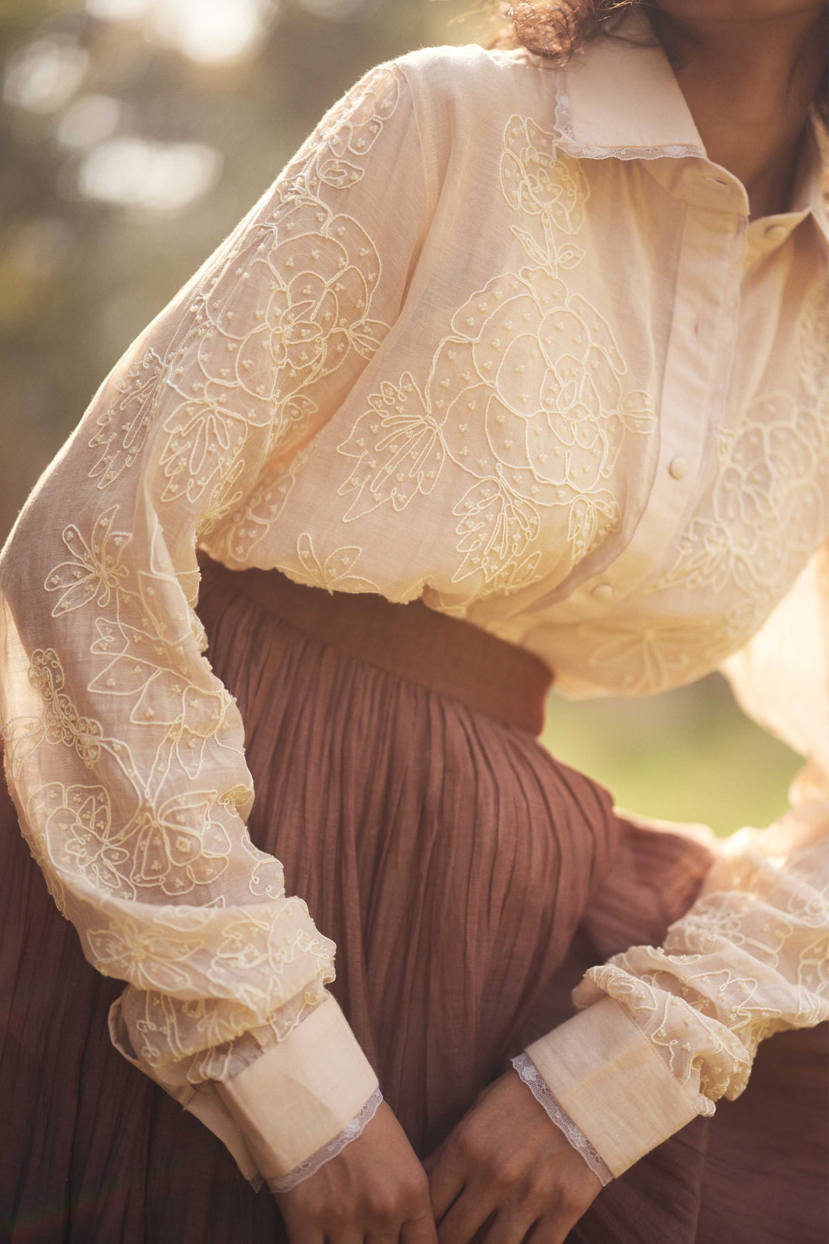 Ivory and Brown Skirt Set