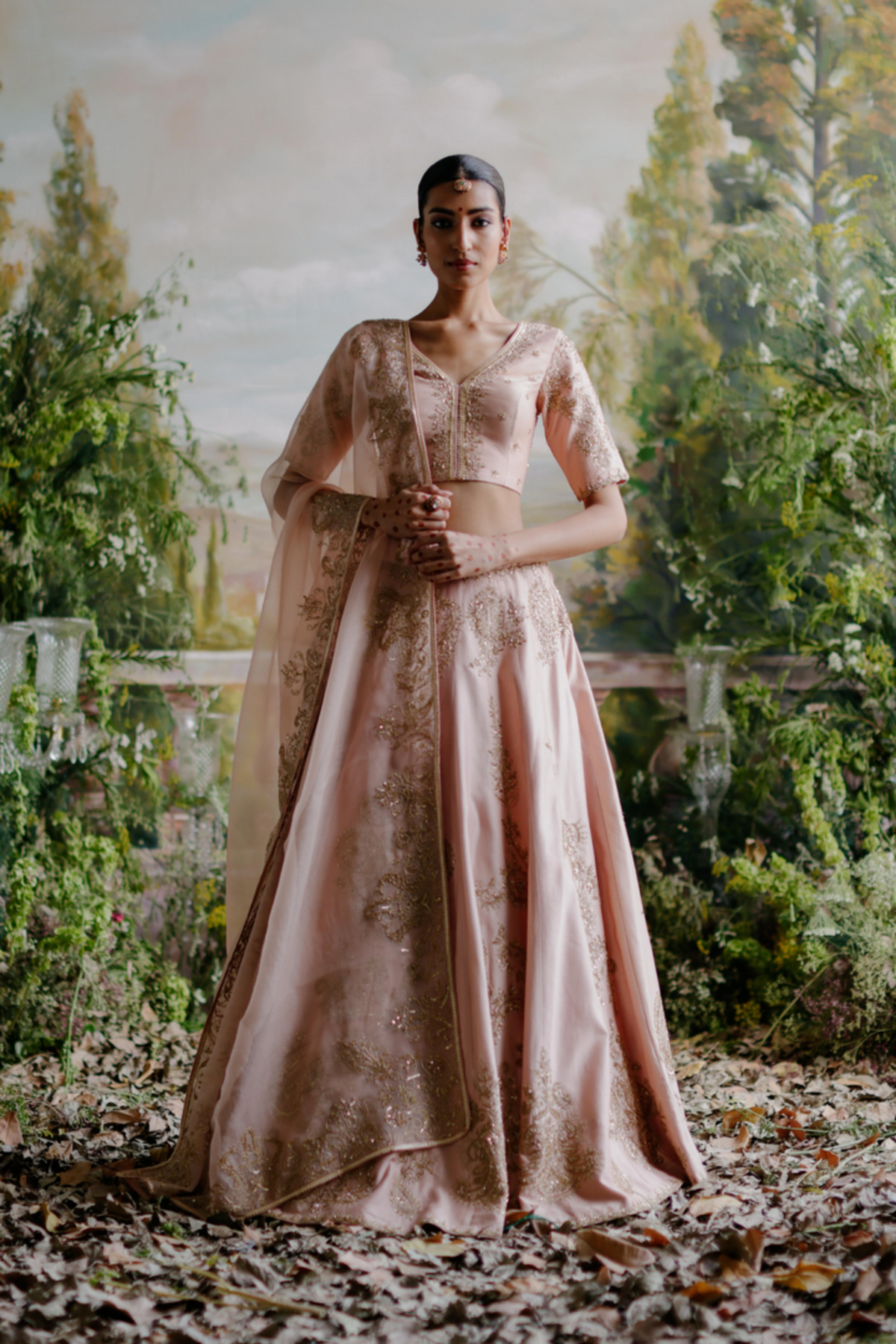 Blush Pink Chanderi Lehenga Set