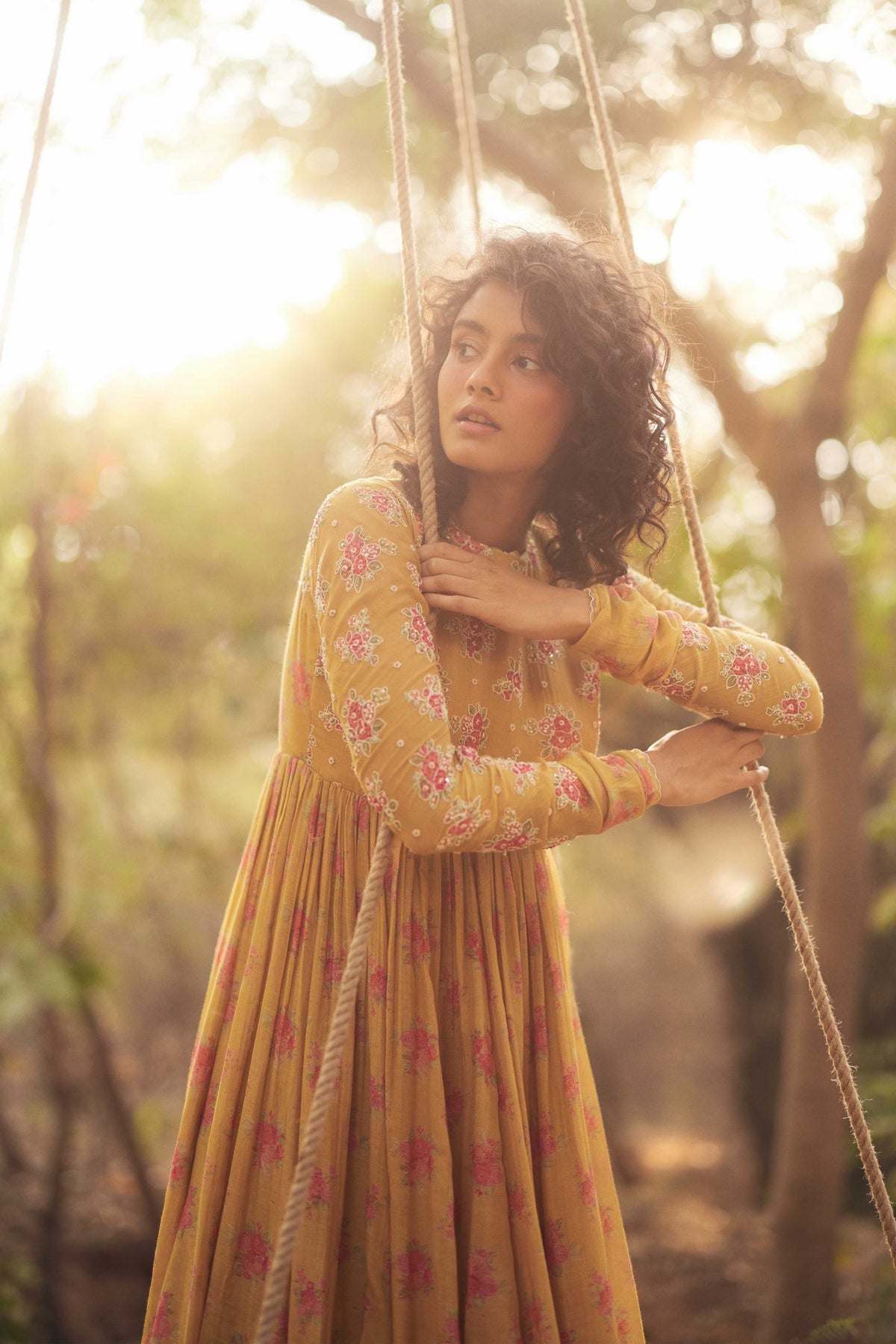 Golden Yellow Anarkali Set