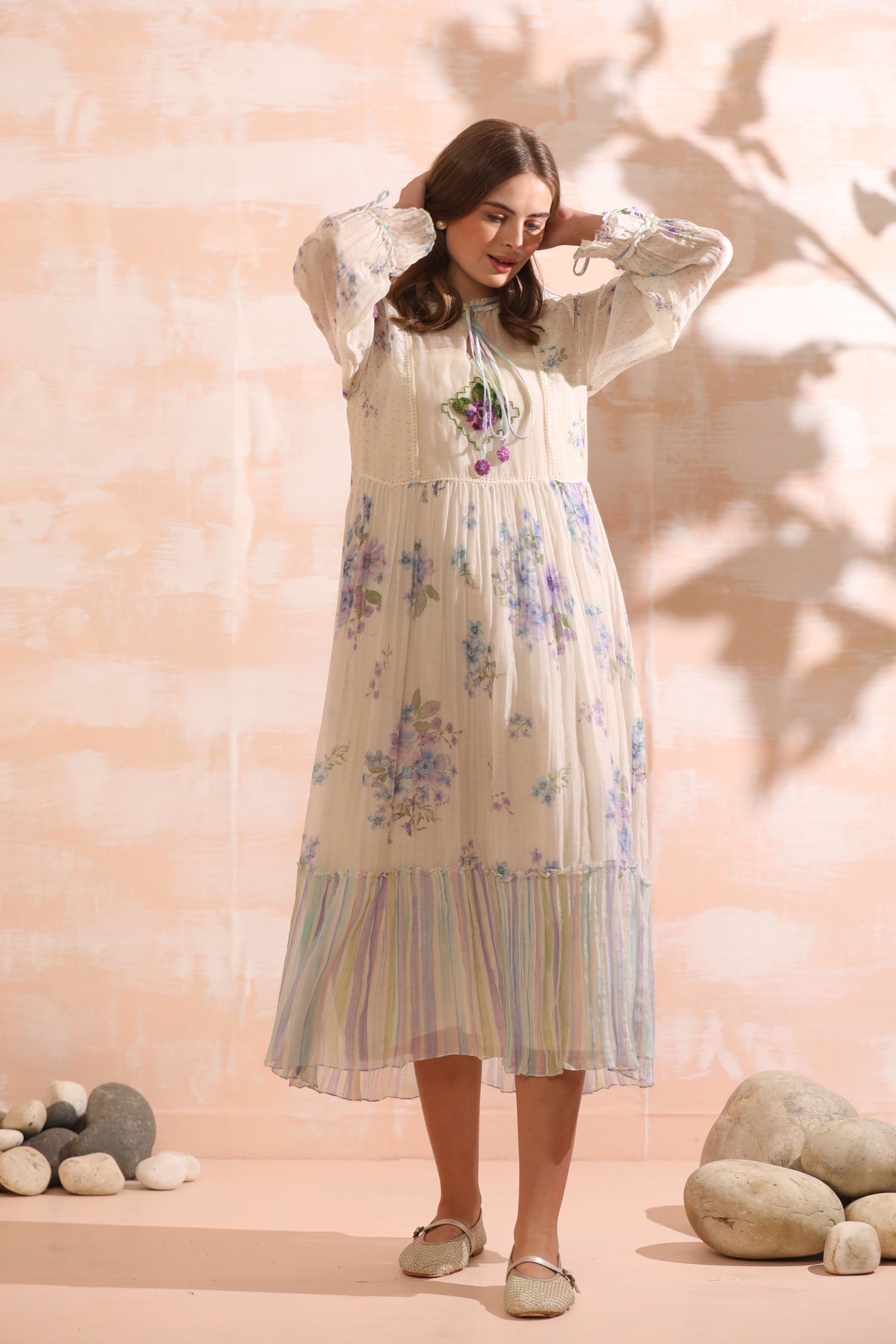 Blue Embroidered Dress