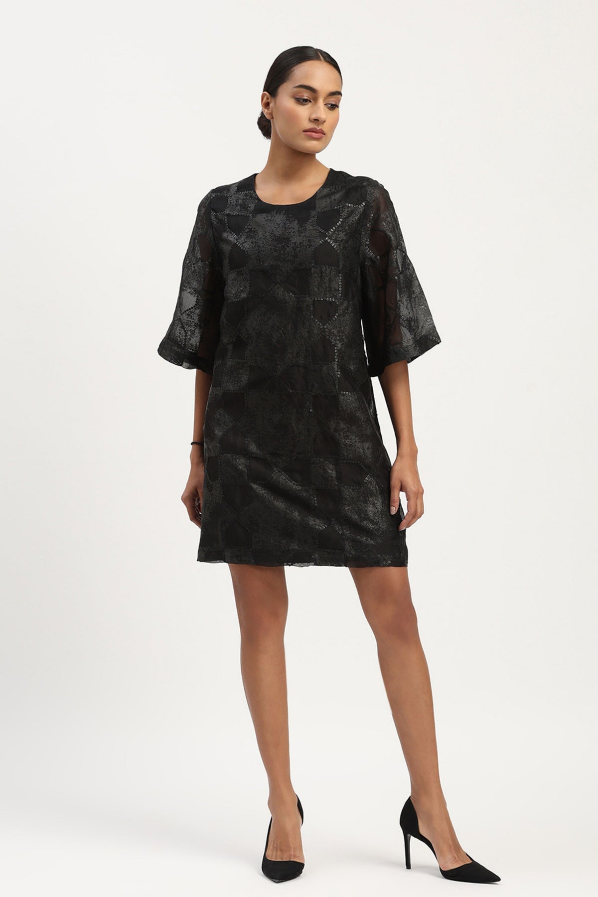 Tesselation Black Foil Dress