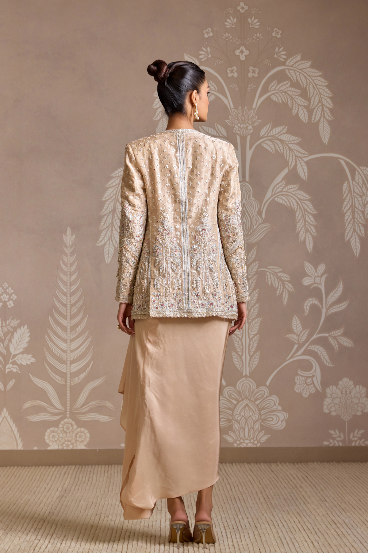 Gunmetal Embroidered Jacket Set