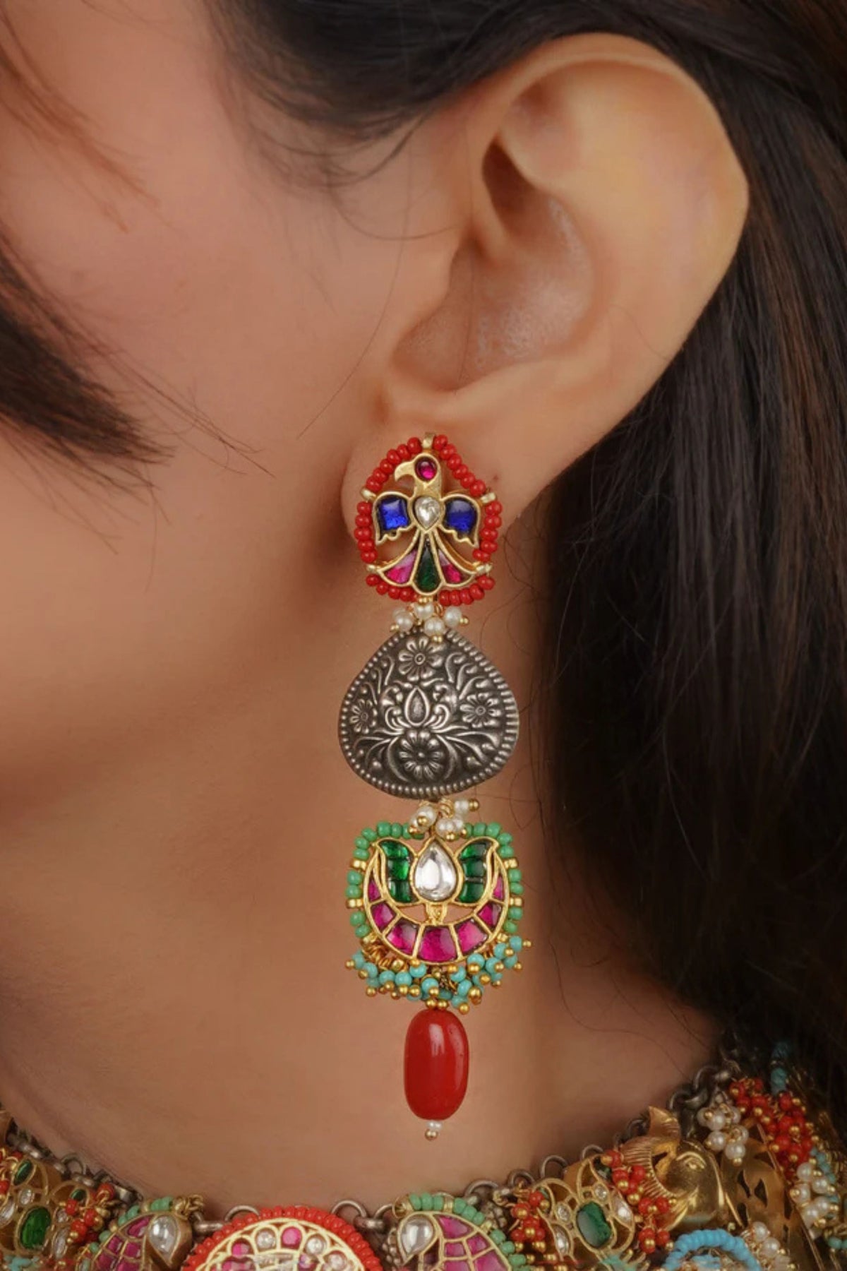 Multicolor Tribal Necklace Set