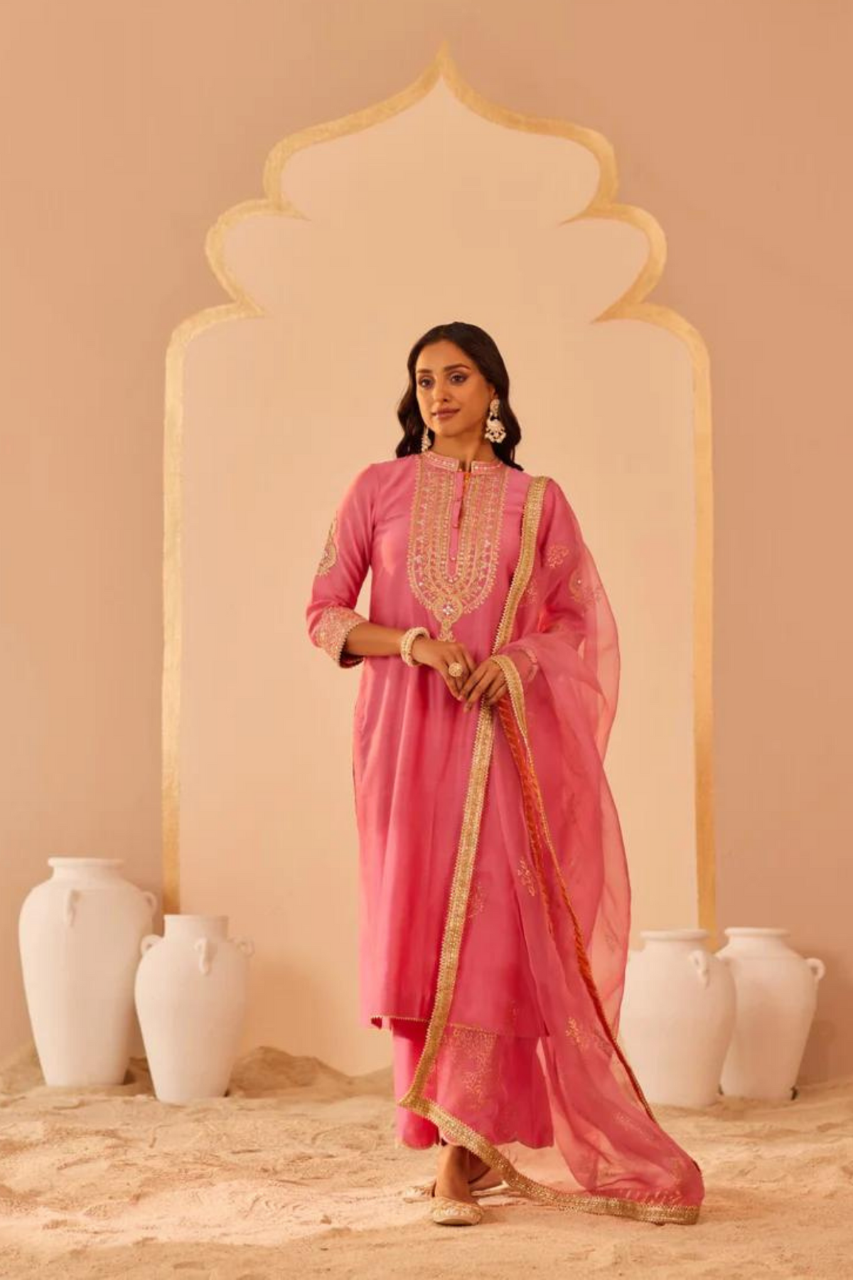Zaniab Pink Long Kurta Set