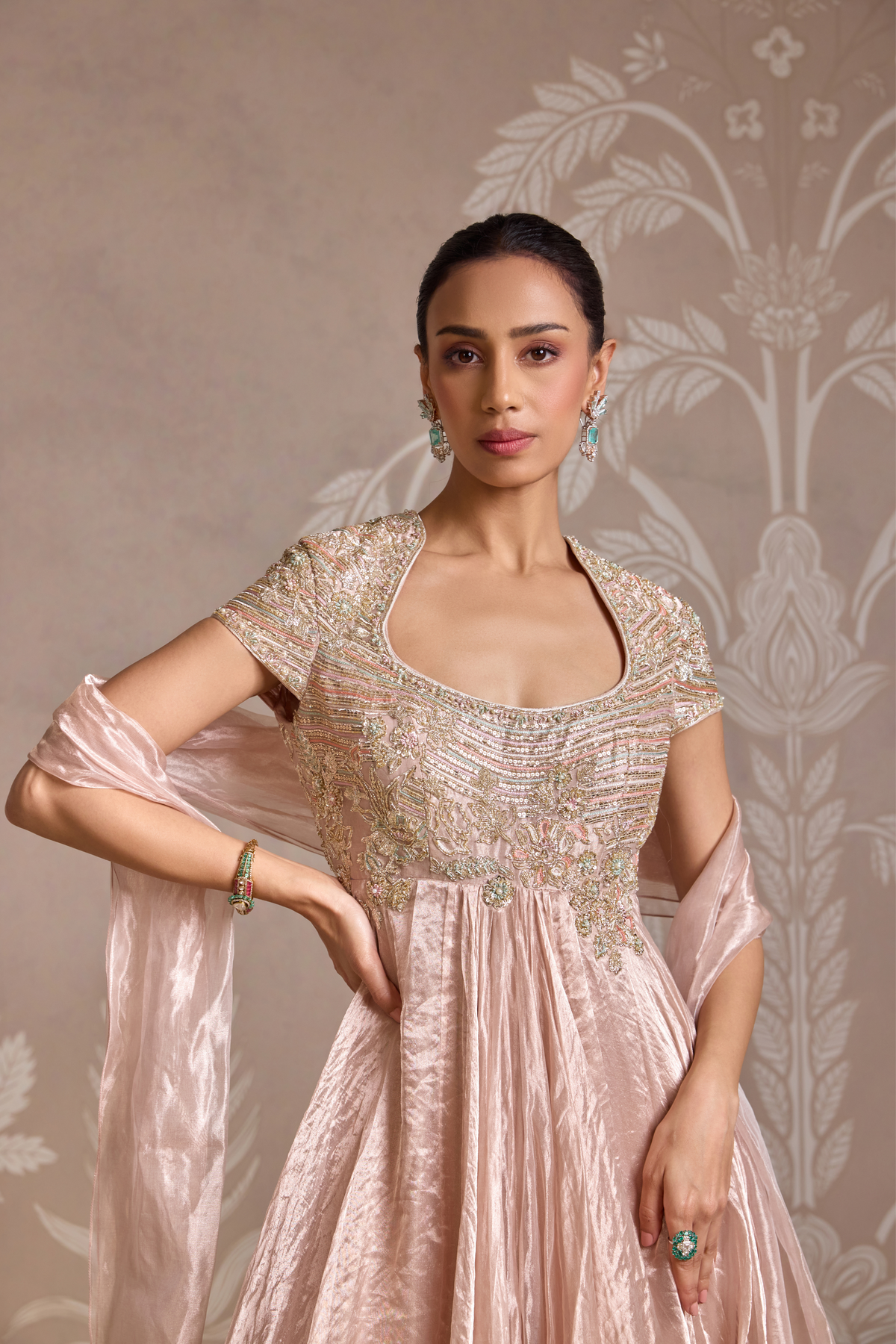 Rose Gold Anarkali Set