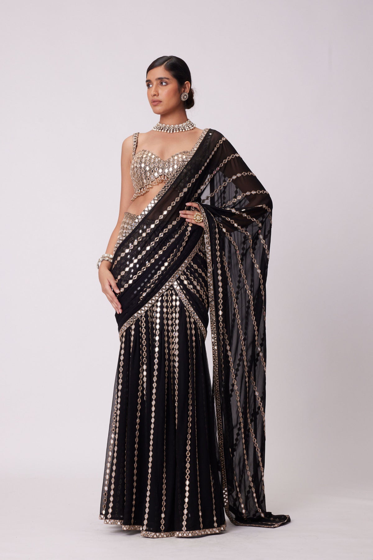 Black Saree Set