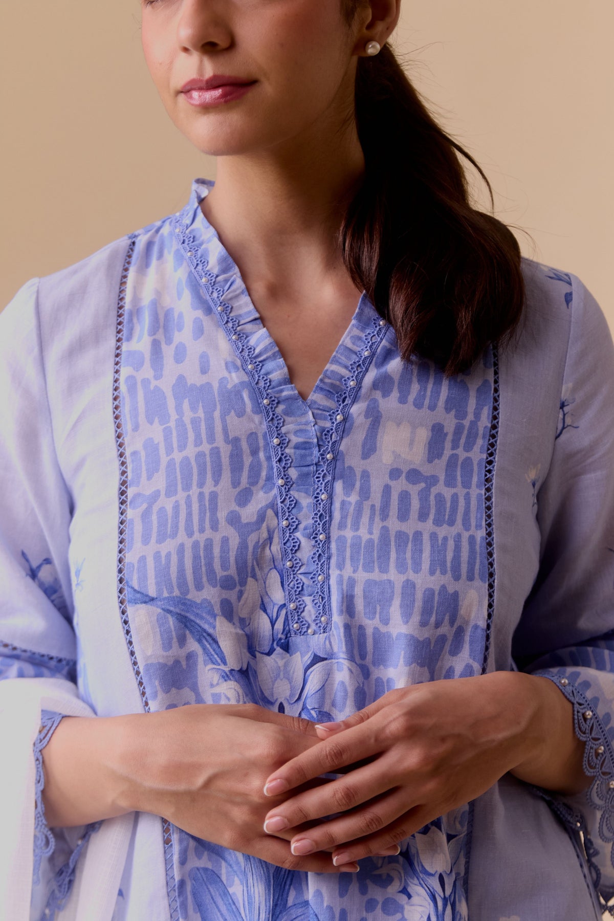 Farida Blue Print Kurta Set