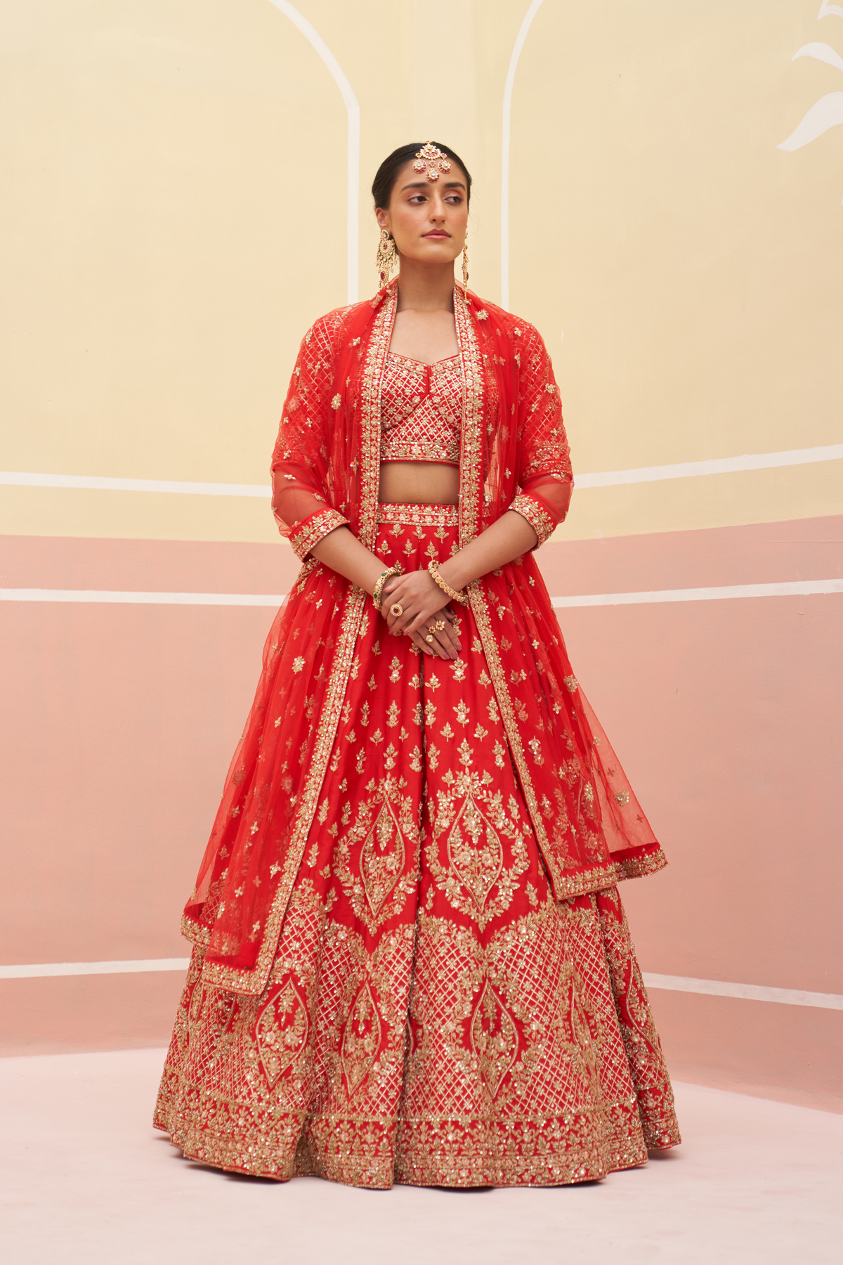 Red Silk Lehenga Set