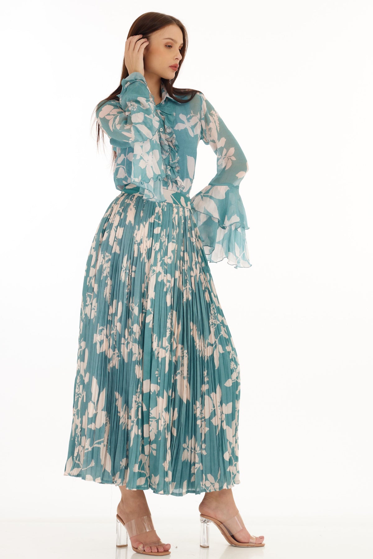 Blue and White Floral Dress