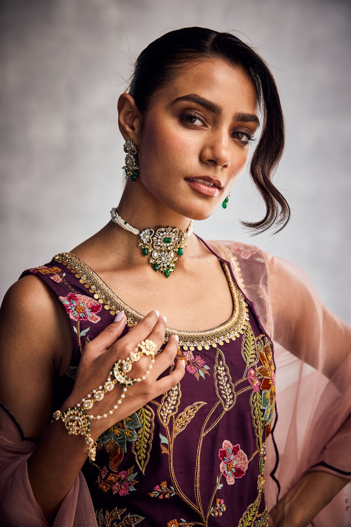 Dark Purple Sharara Set