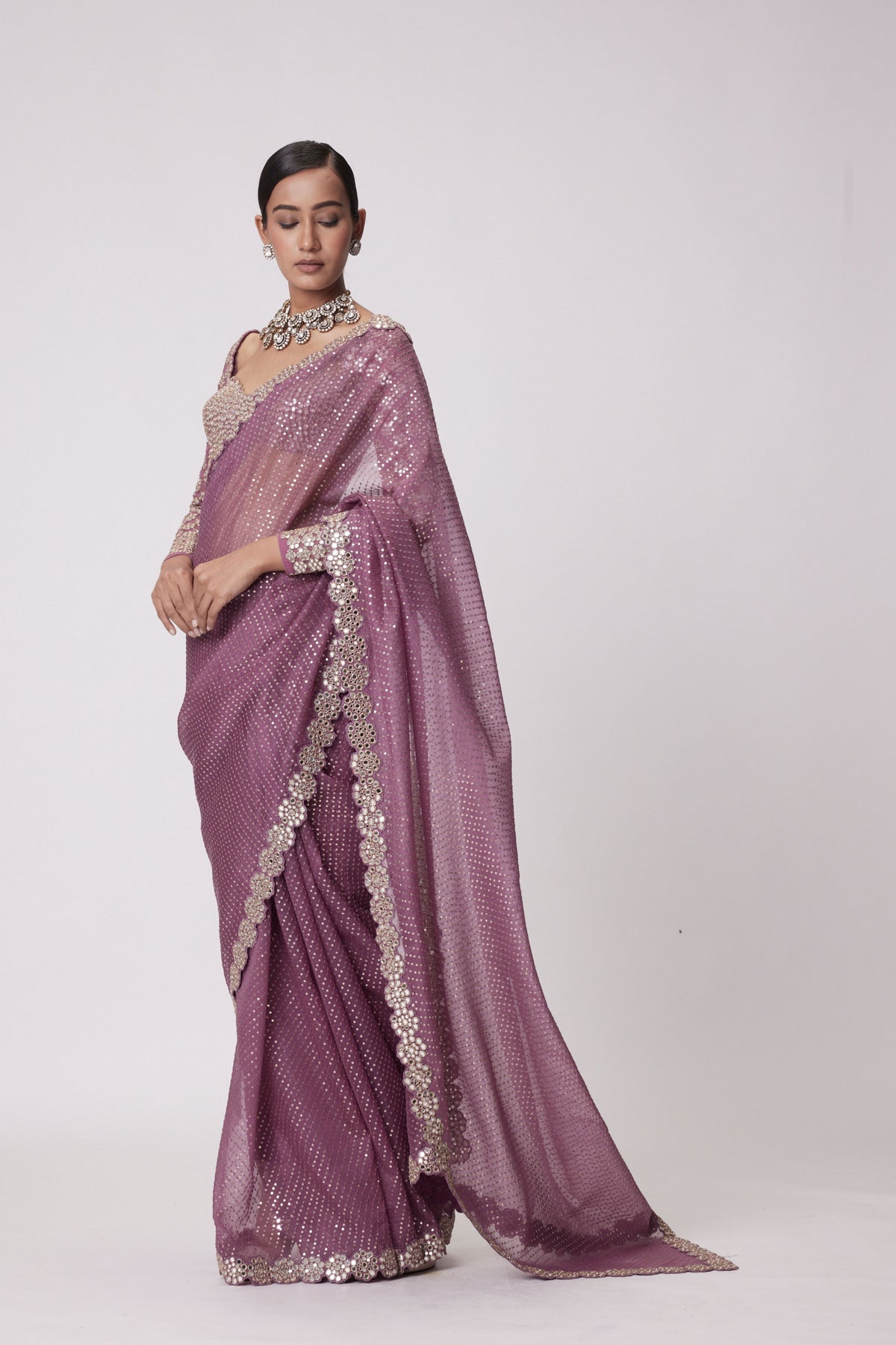 Mud Mauve Saree Set