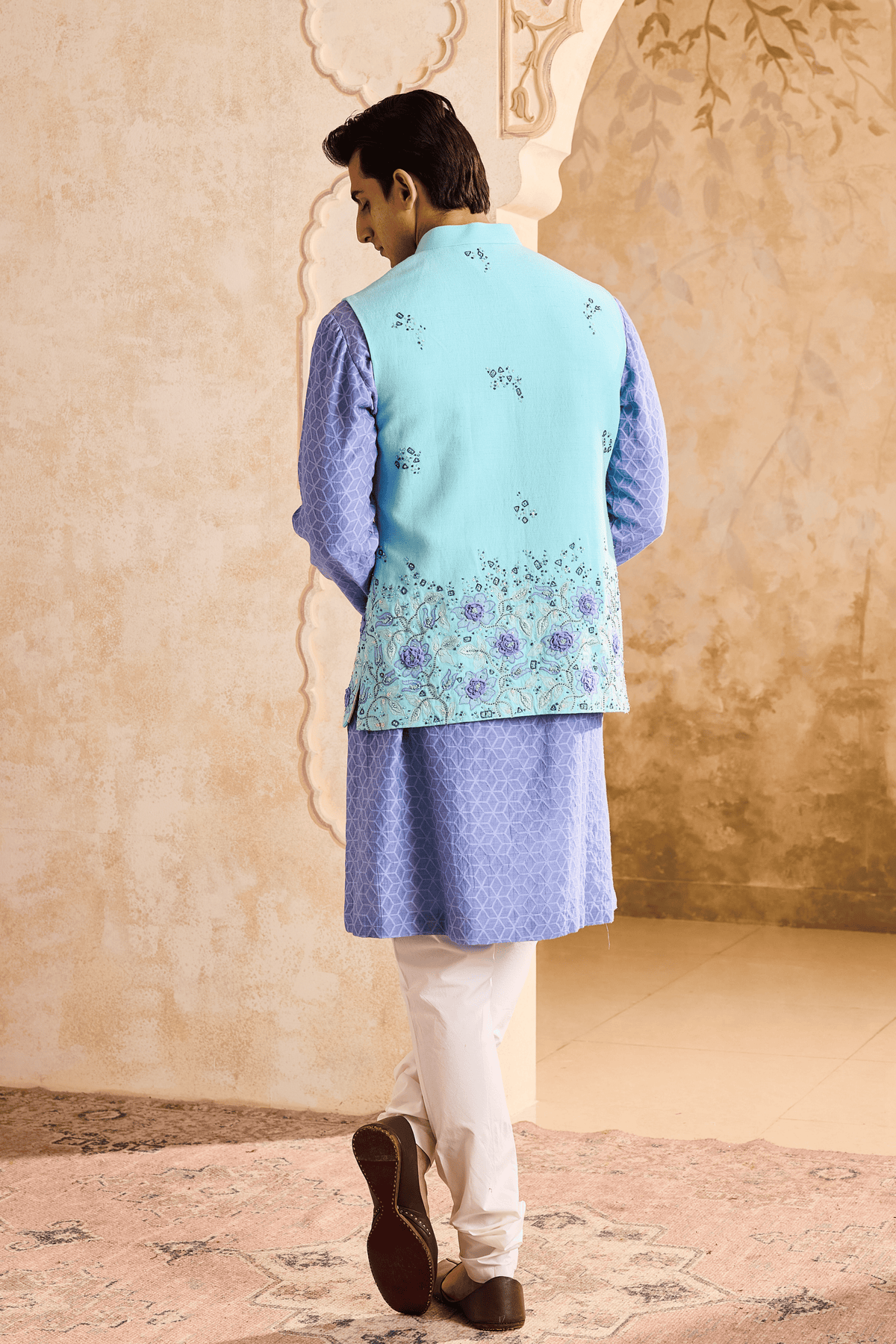 Turq Nehru Jacket Kurta Ivory Set