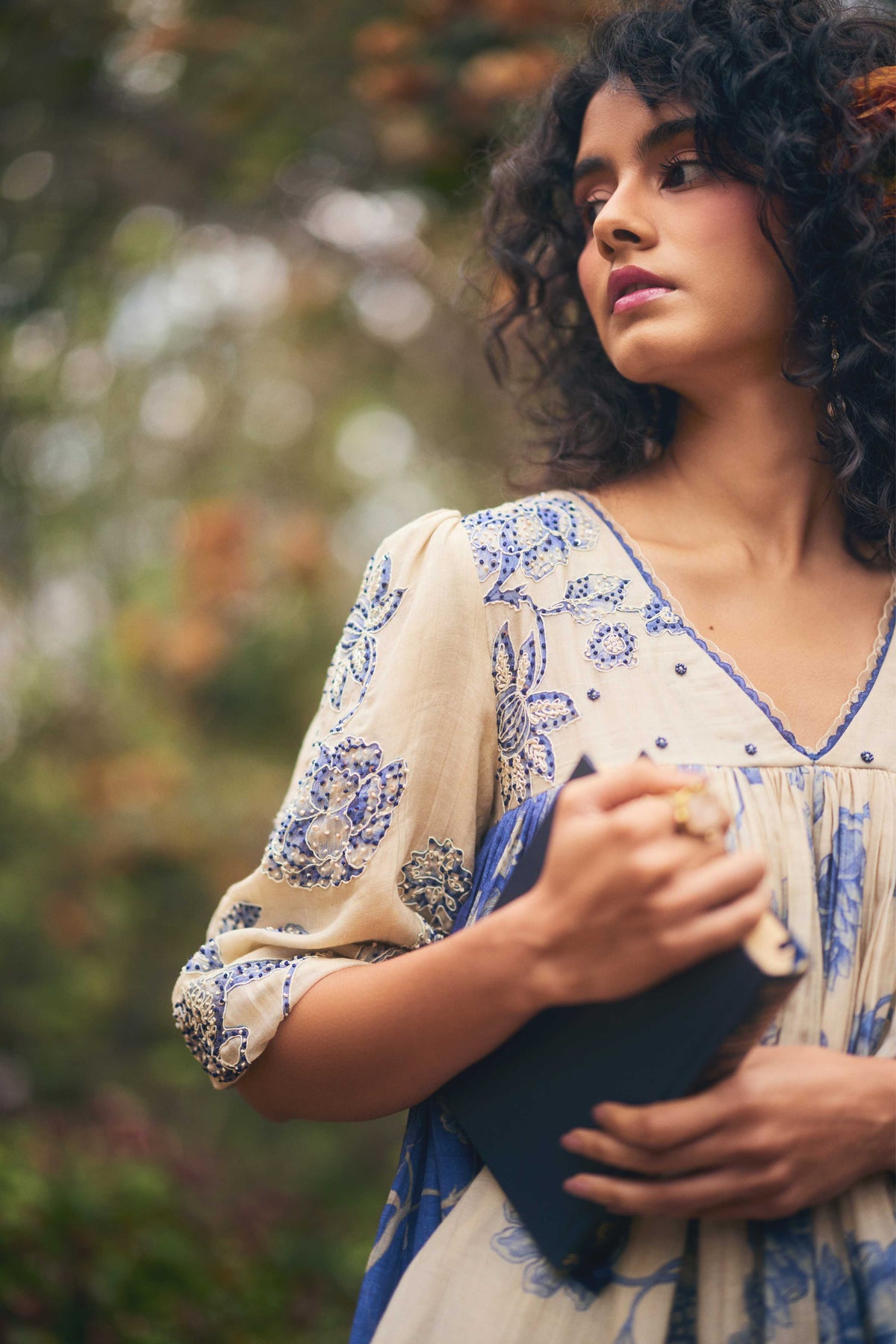 Blue and Ivory Peplum Set