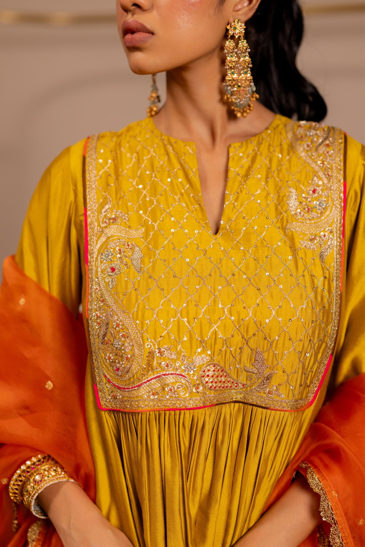 Vrishabh Mustard Kurta Set With Dupatta