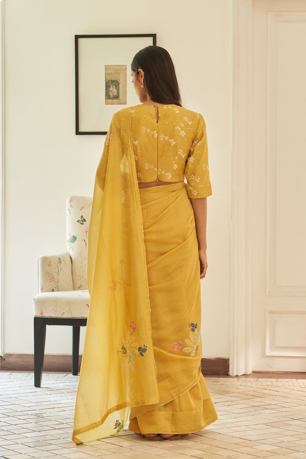 Rue Floral Threadwork Saree