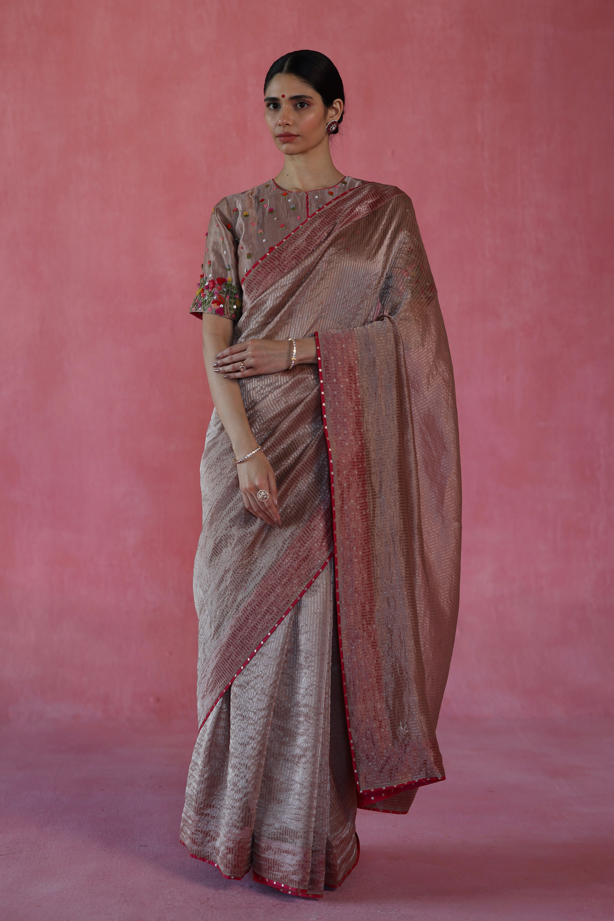 Beige Ghevar Saree