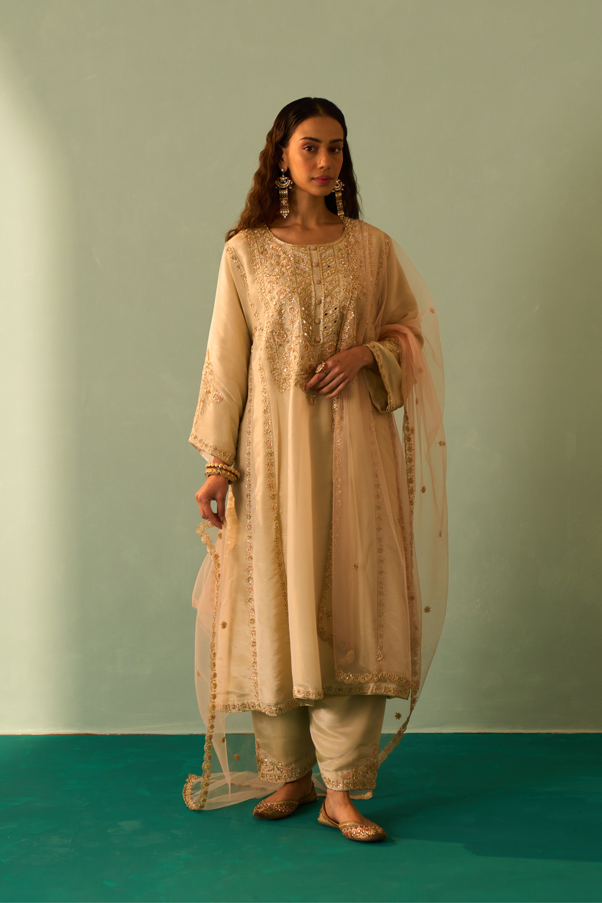 Gold Tissue Choga Set
