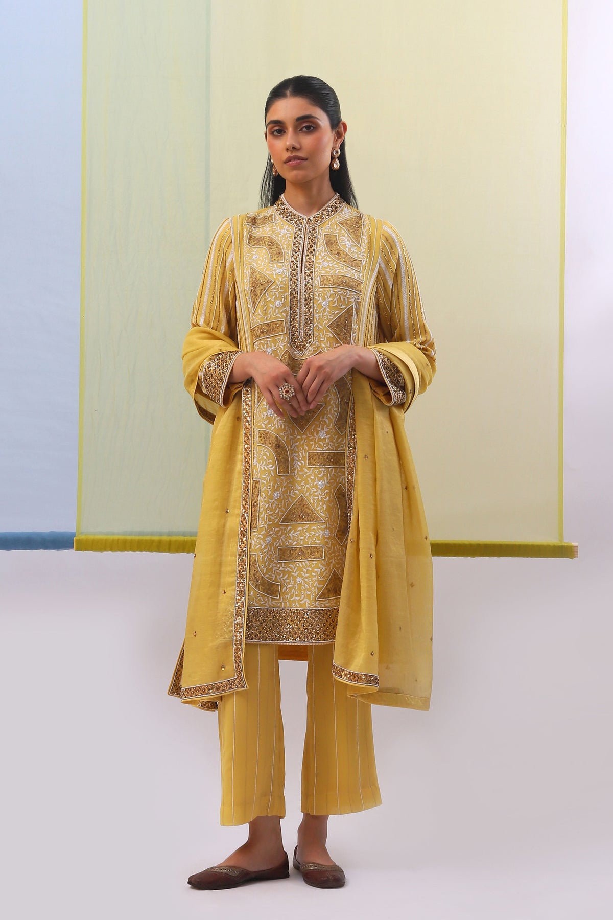 Yellow Nuha Long Kurta Set