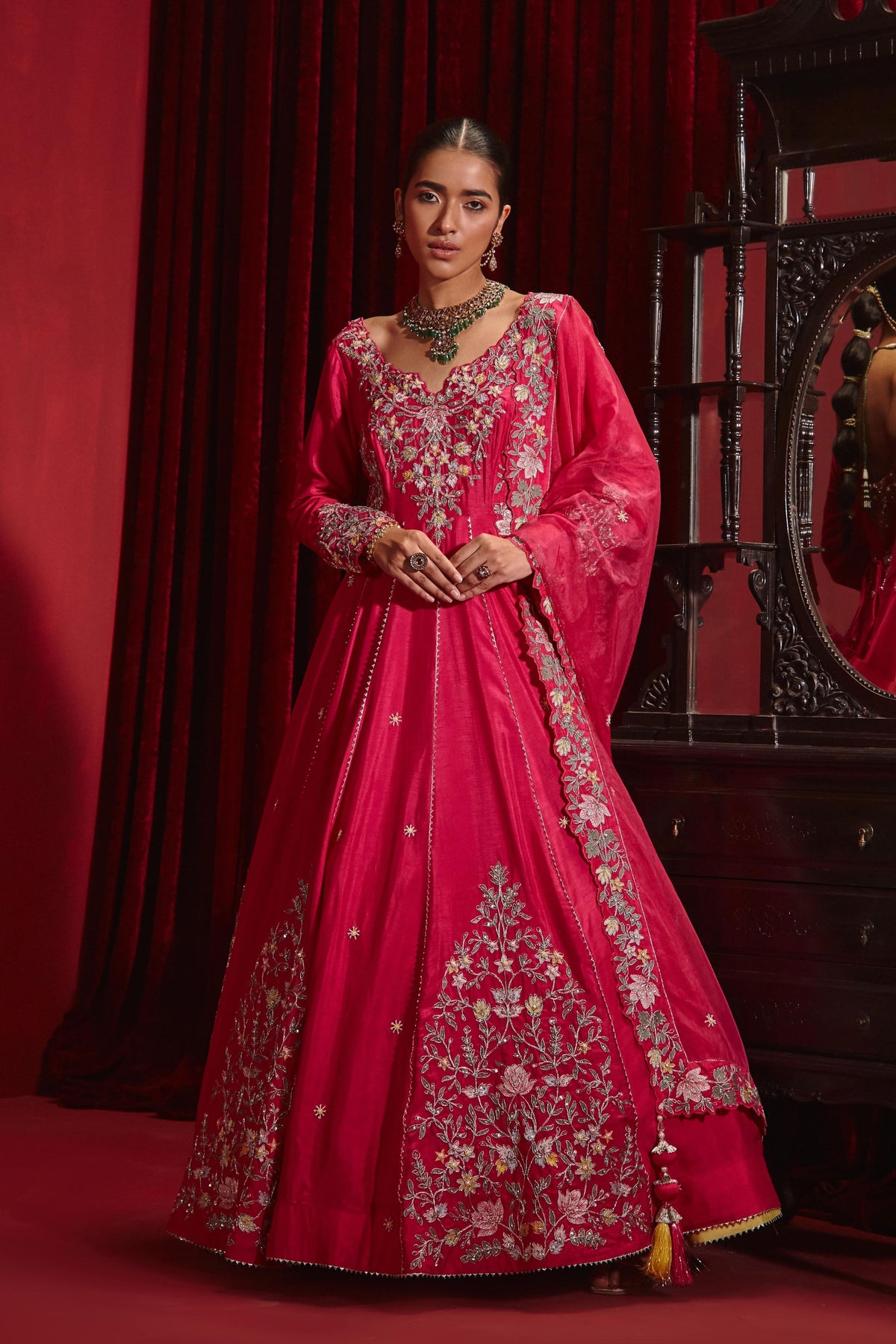 Rani Naira Anarkali Set