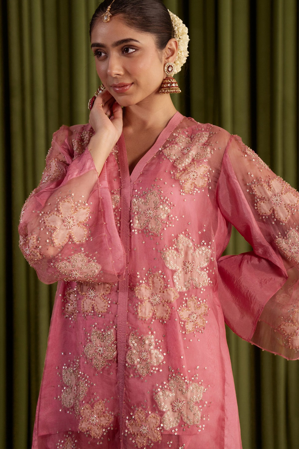 Rose Pink Floral Kurta Set
