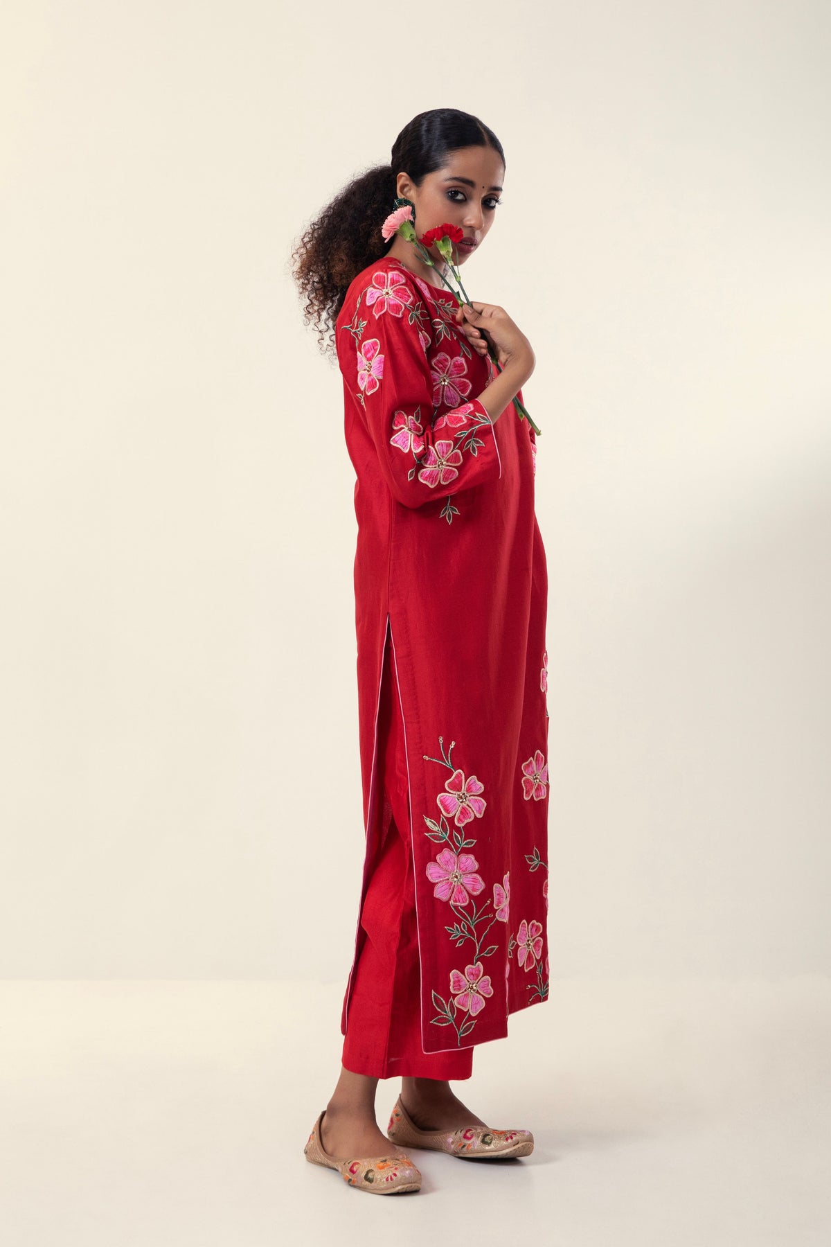 Floral Kurta in Red