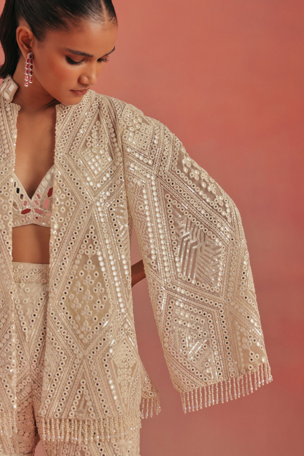 Mirror Work Cape Sharara Set