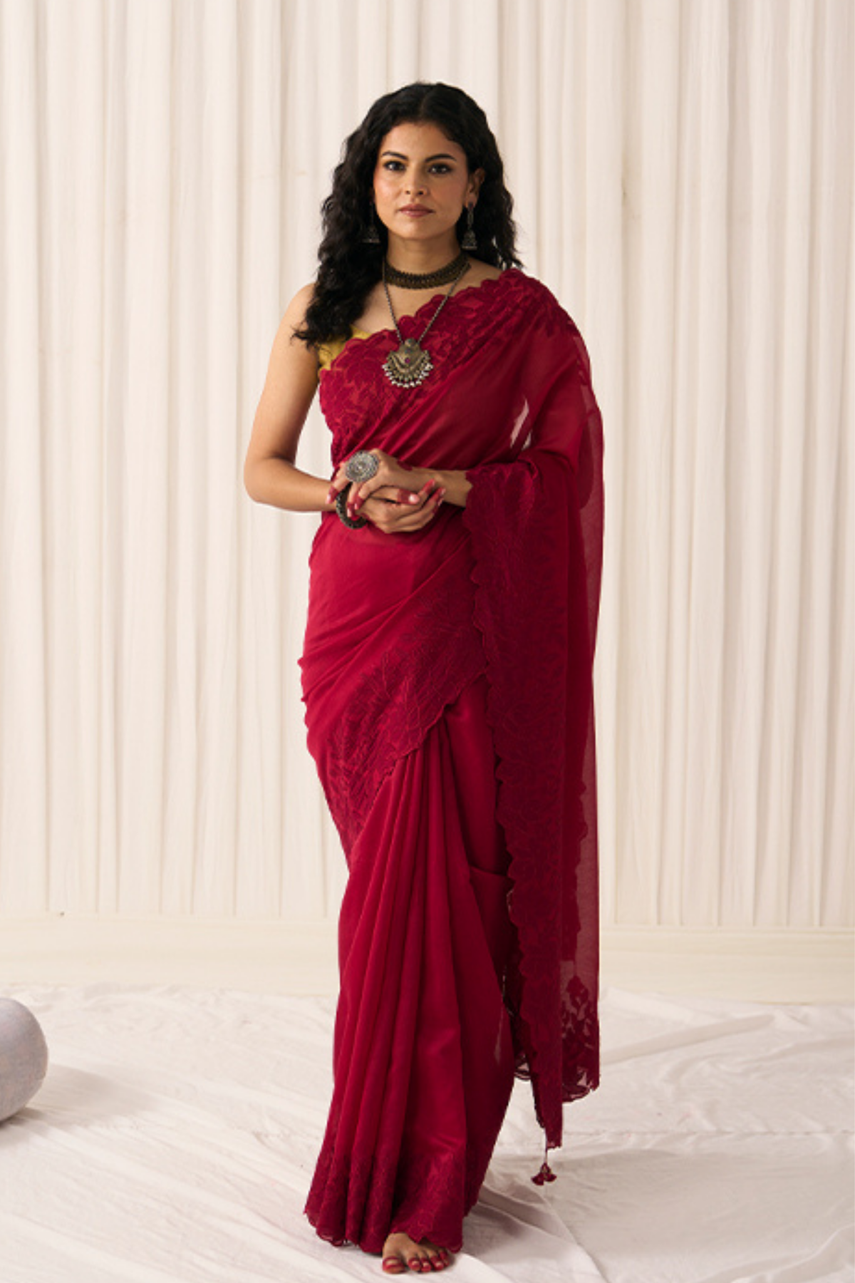 Maroon Chameli Saree