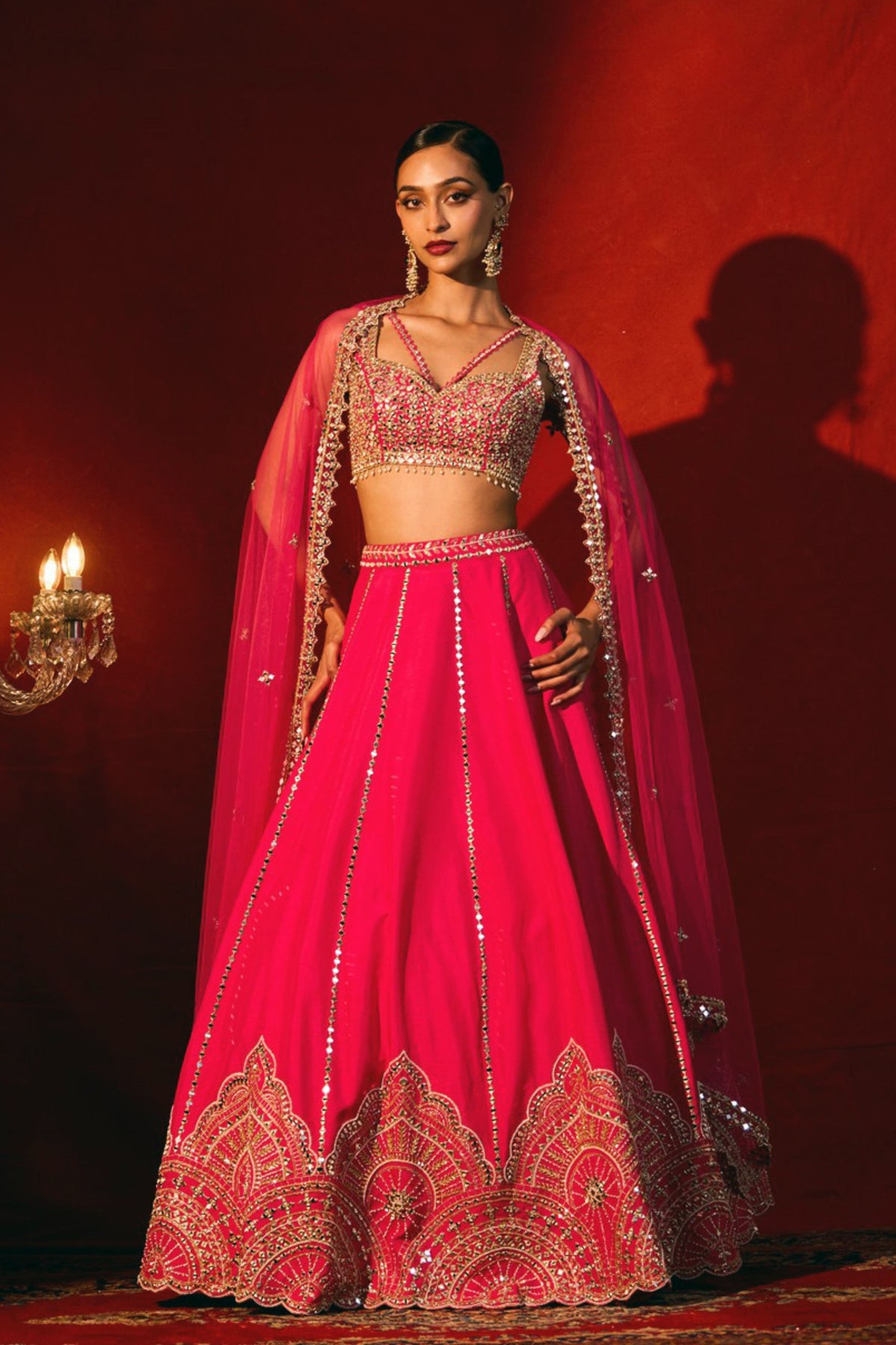 Mirror Scallop Pink  Lehenga Set