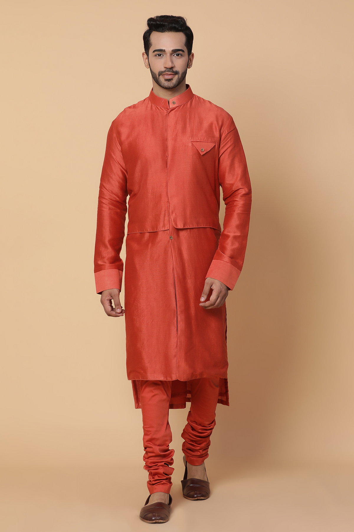 Rust flap kurta set