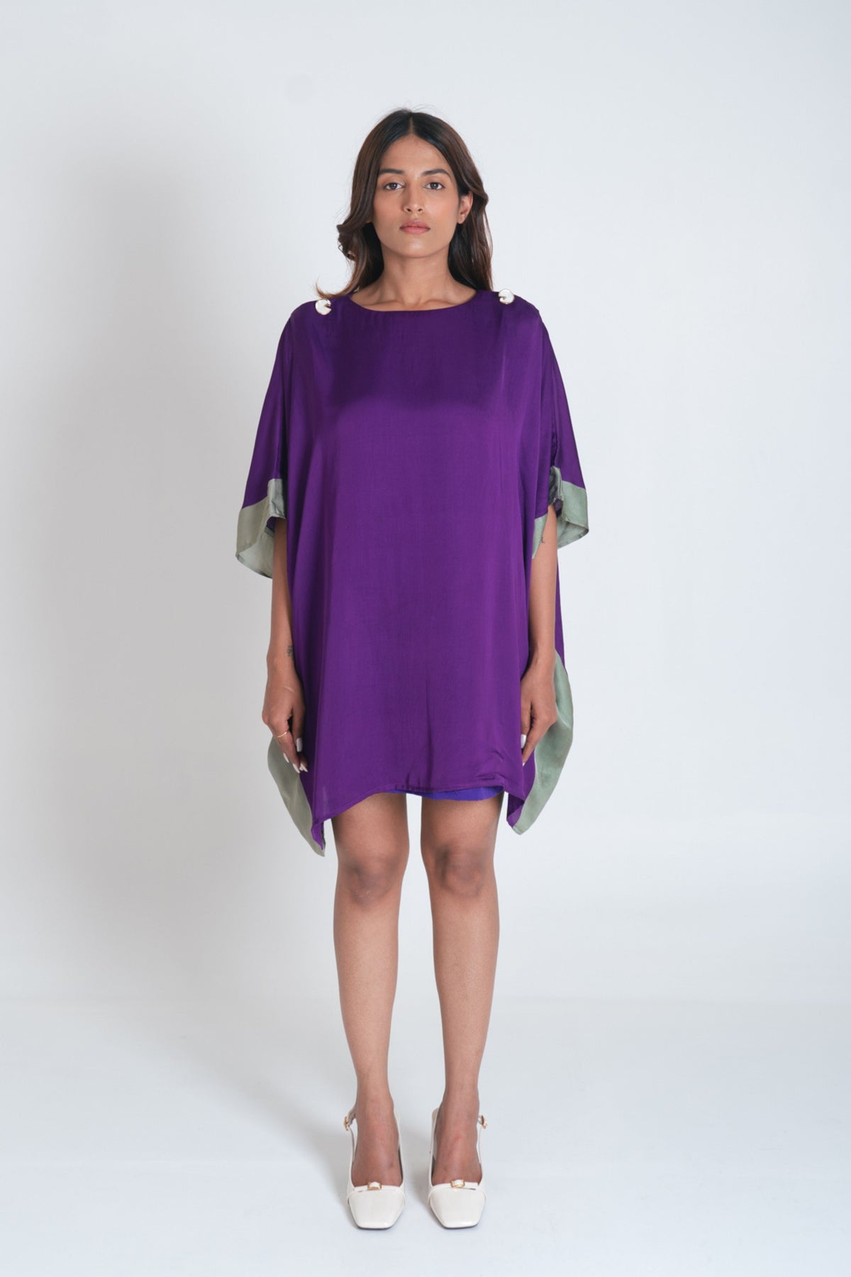 Purple- Green Short Kaftan Dress