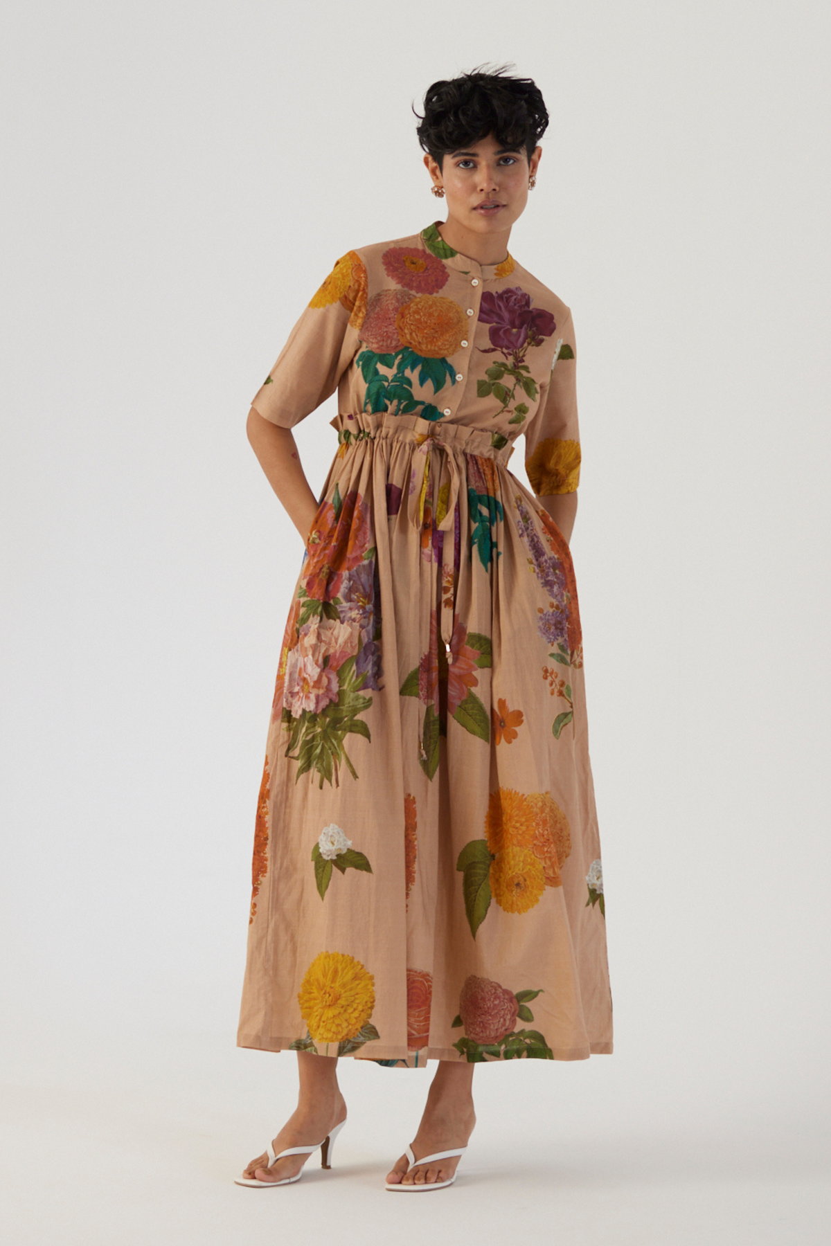 Vintage Garden Gathered Dress