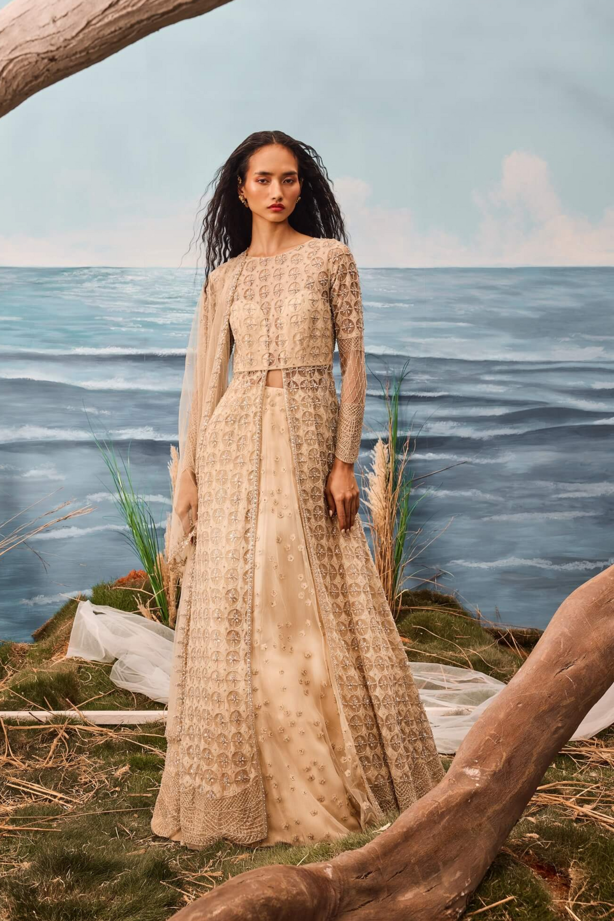 Champagne Jacket Lehenga Set