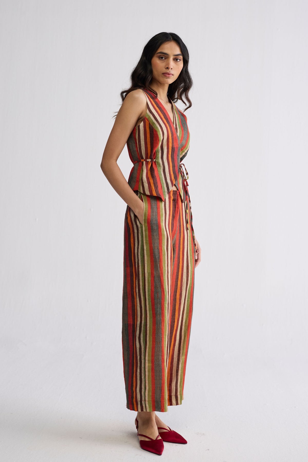 Jilian Tie up Waistcoat Set