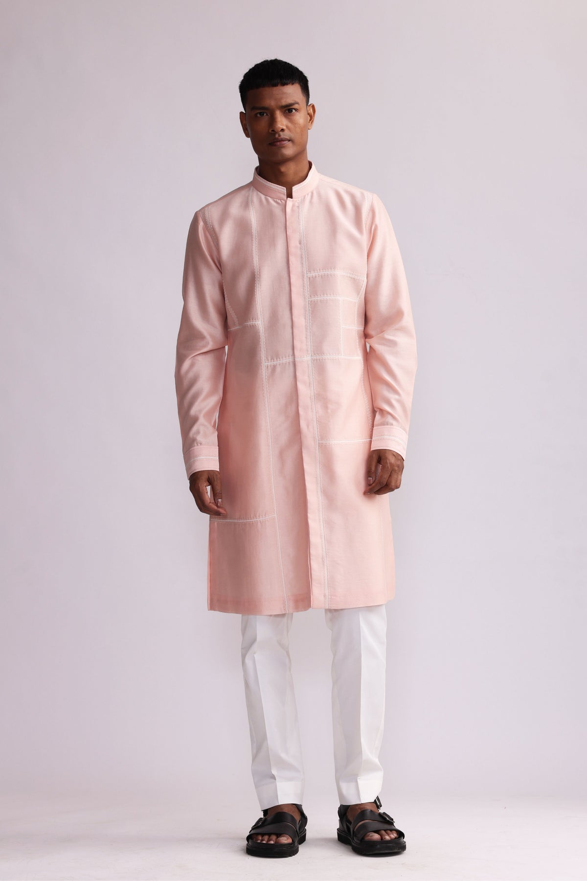 Buildings Block Patched Kurta Set