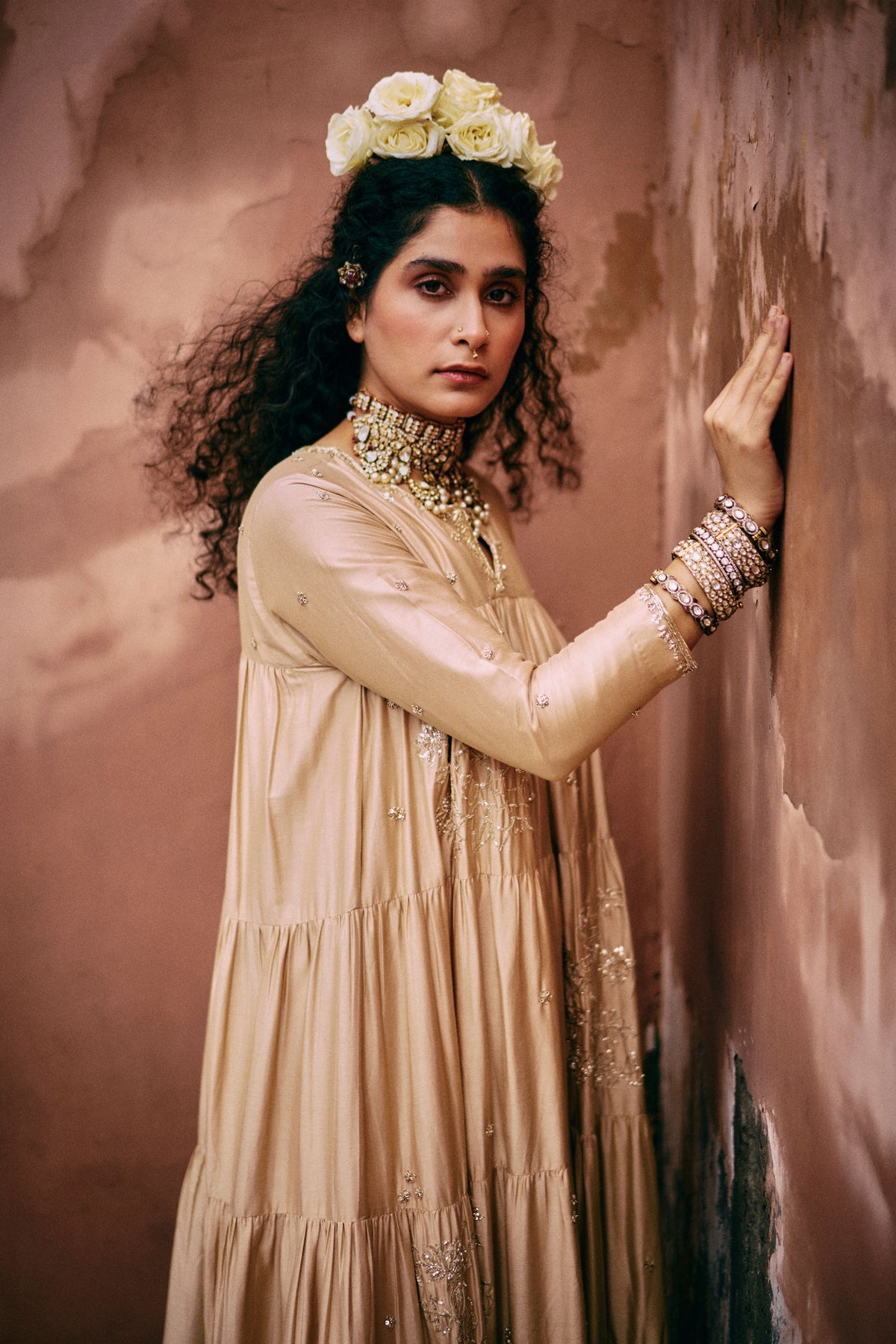 An Elegant Tiered Anarkali Set