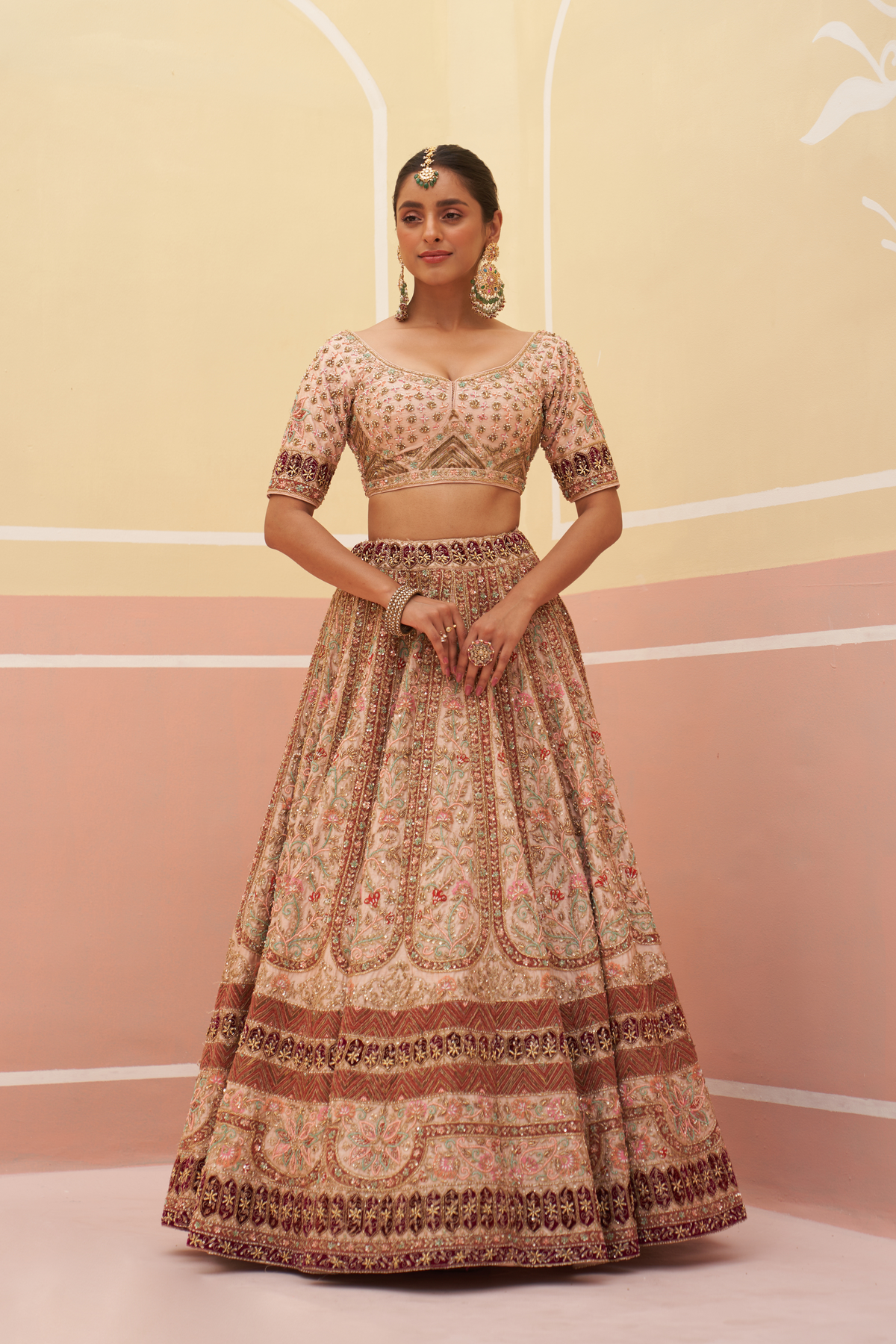 Peach Silk Lehenga Set