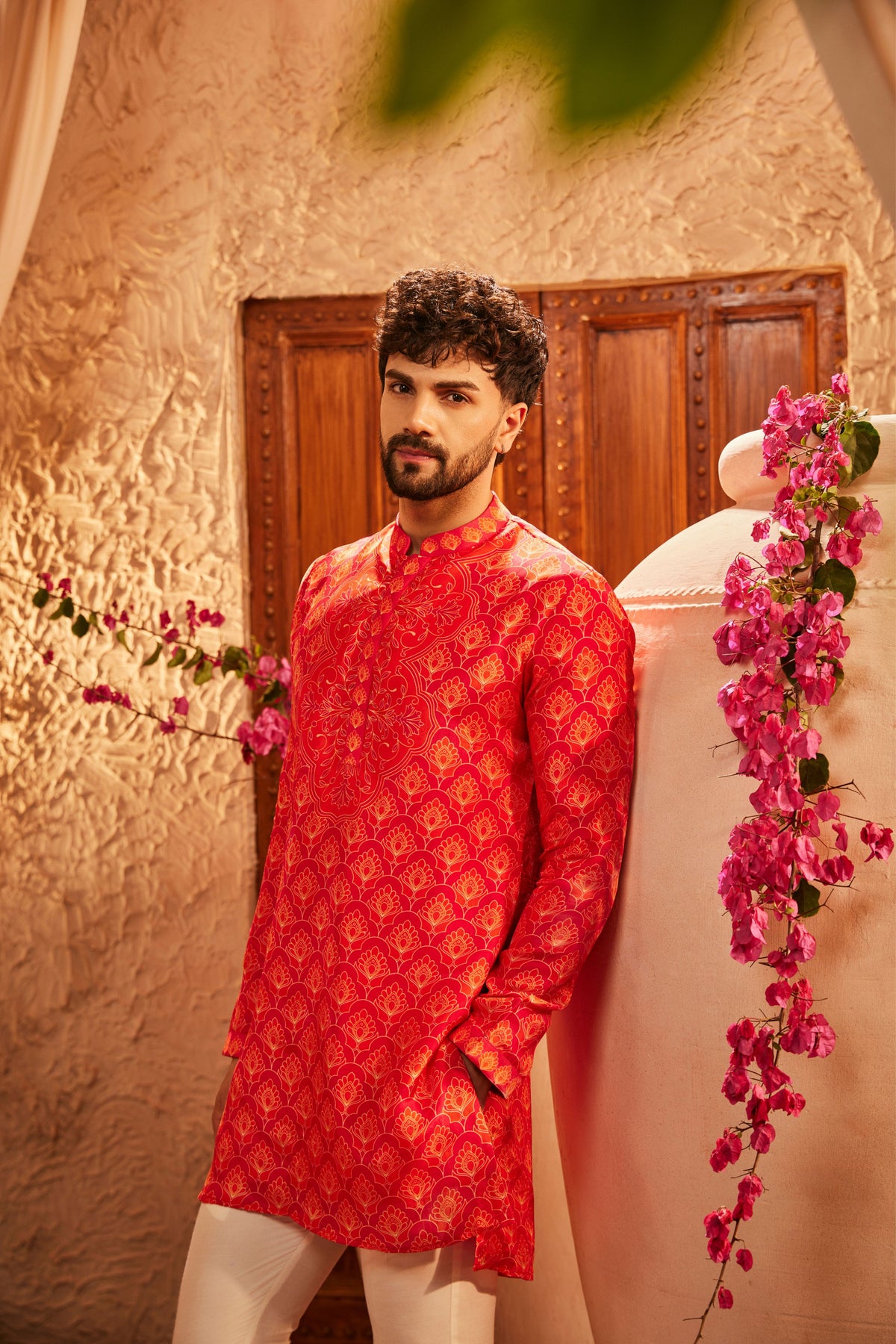 Eric Warm Orange Mens Kurta