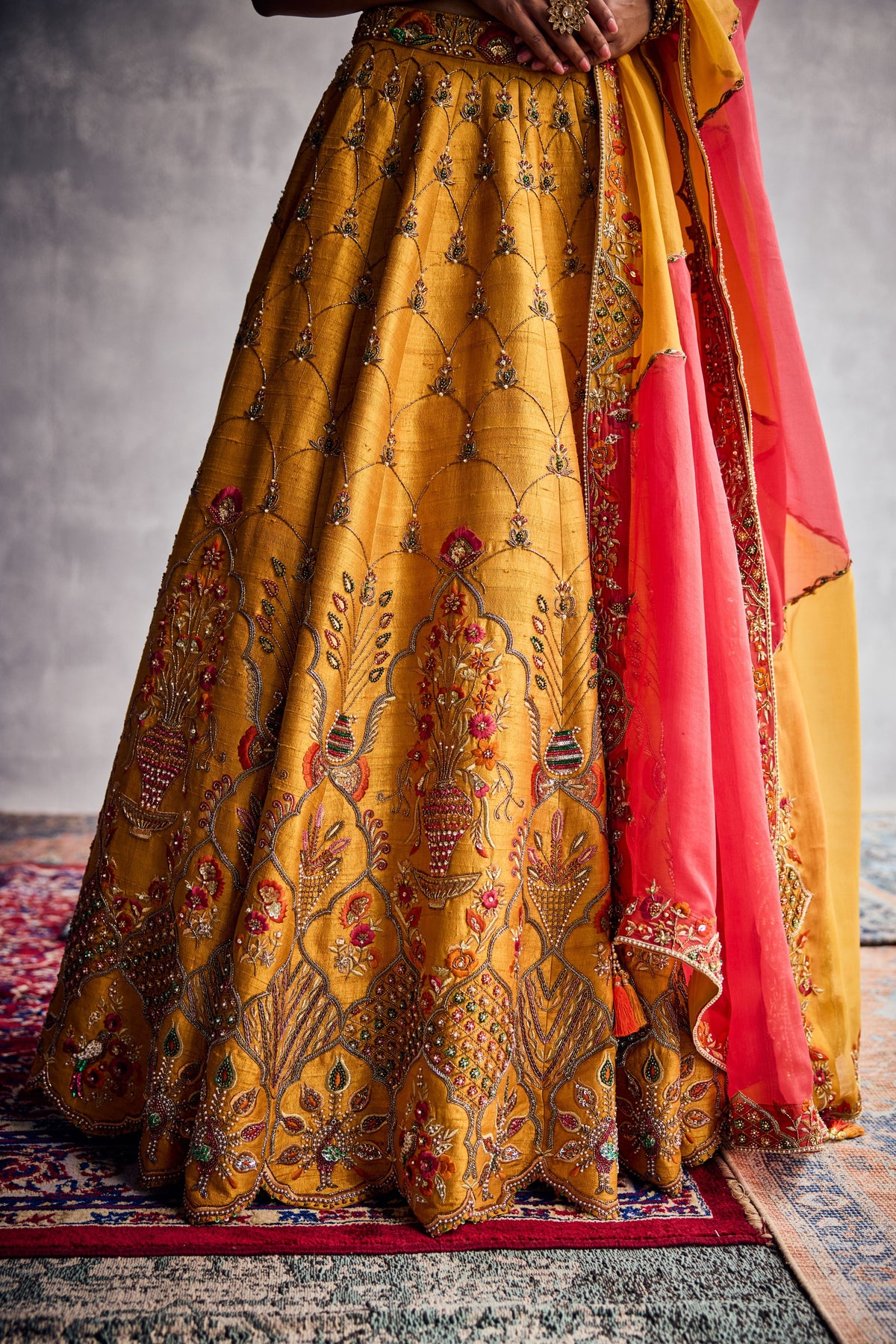 Marigold Embroidered Lehenga Set