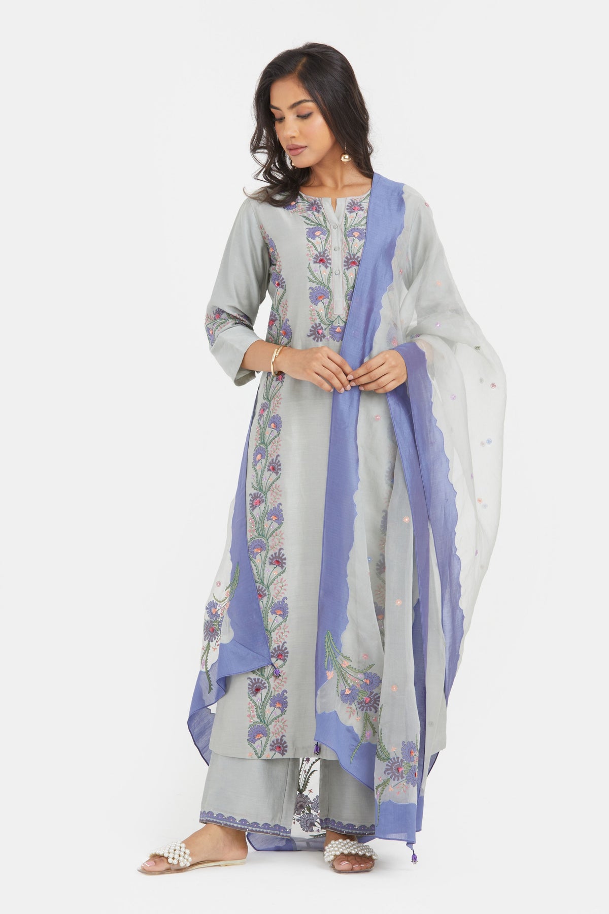 Bluish Grey Kurta Set