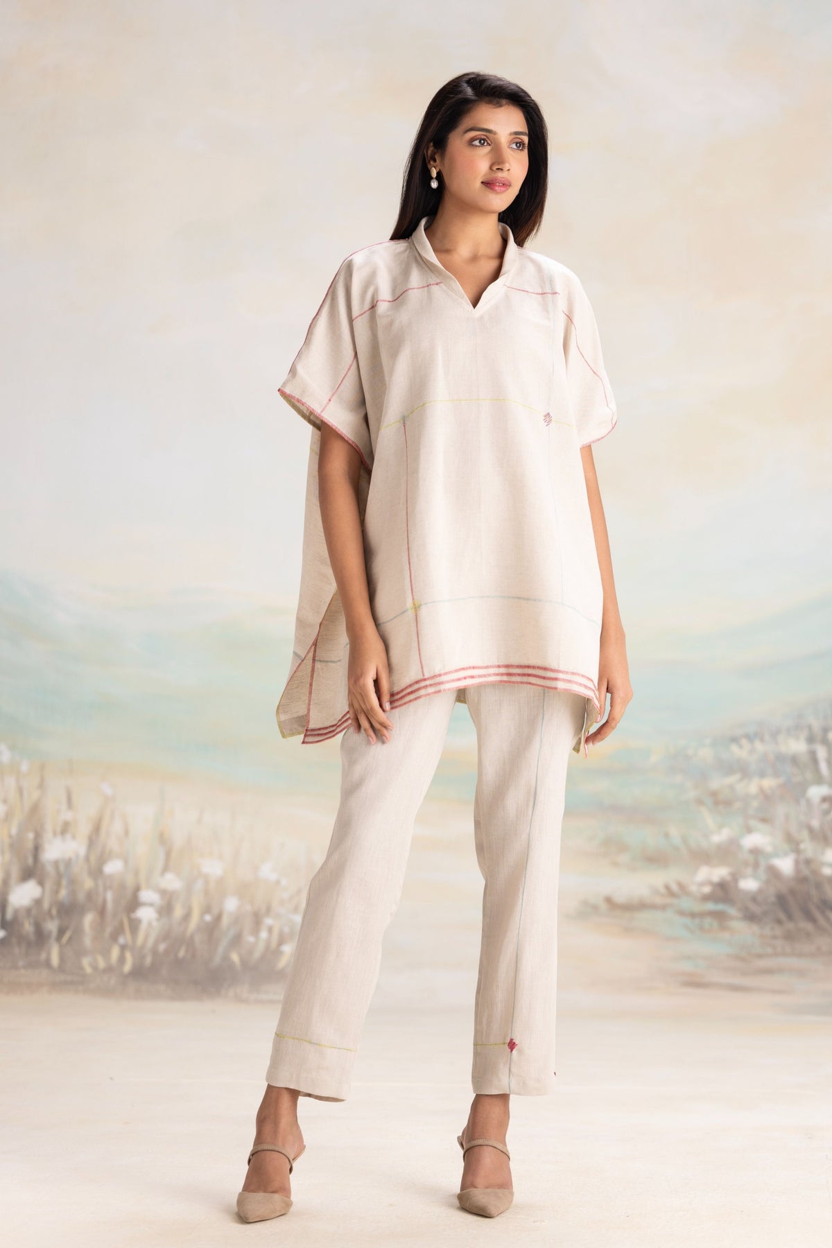 Over Lock Square Dove Co-ord Set